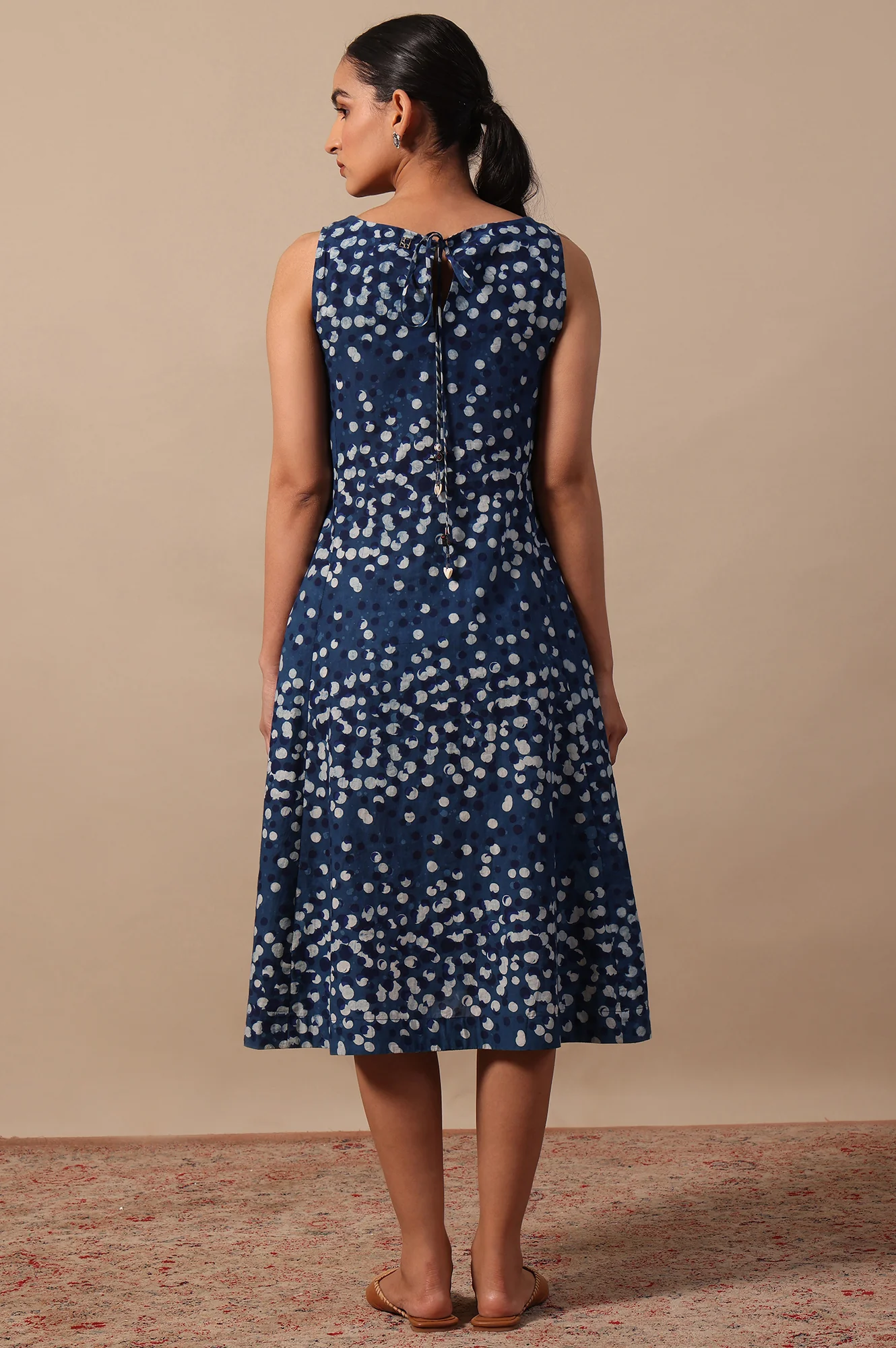 Polka Print Flared Pure Cotton Dress - Image 6
