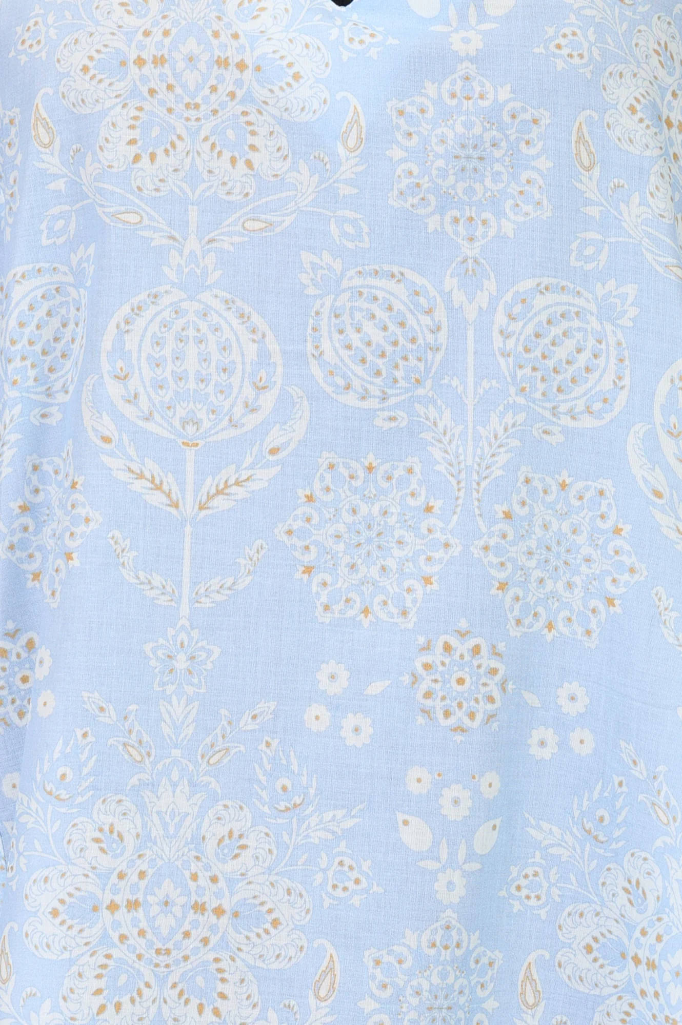 Powder Blue Floral Printed Pure Cotton A-line Kurta - Image 3