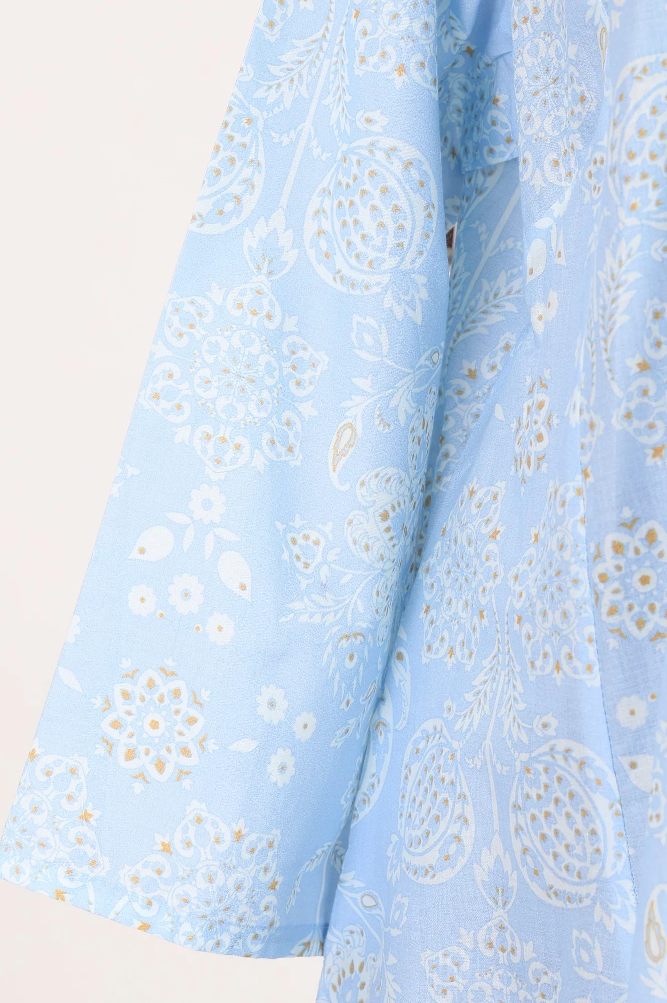 Powder Blue Floral Printed Pure Cotton A-line Kurta - Image 7