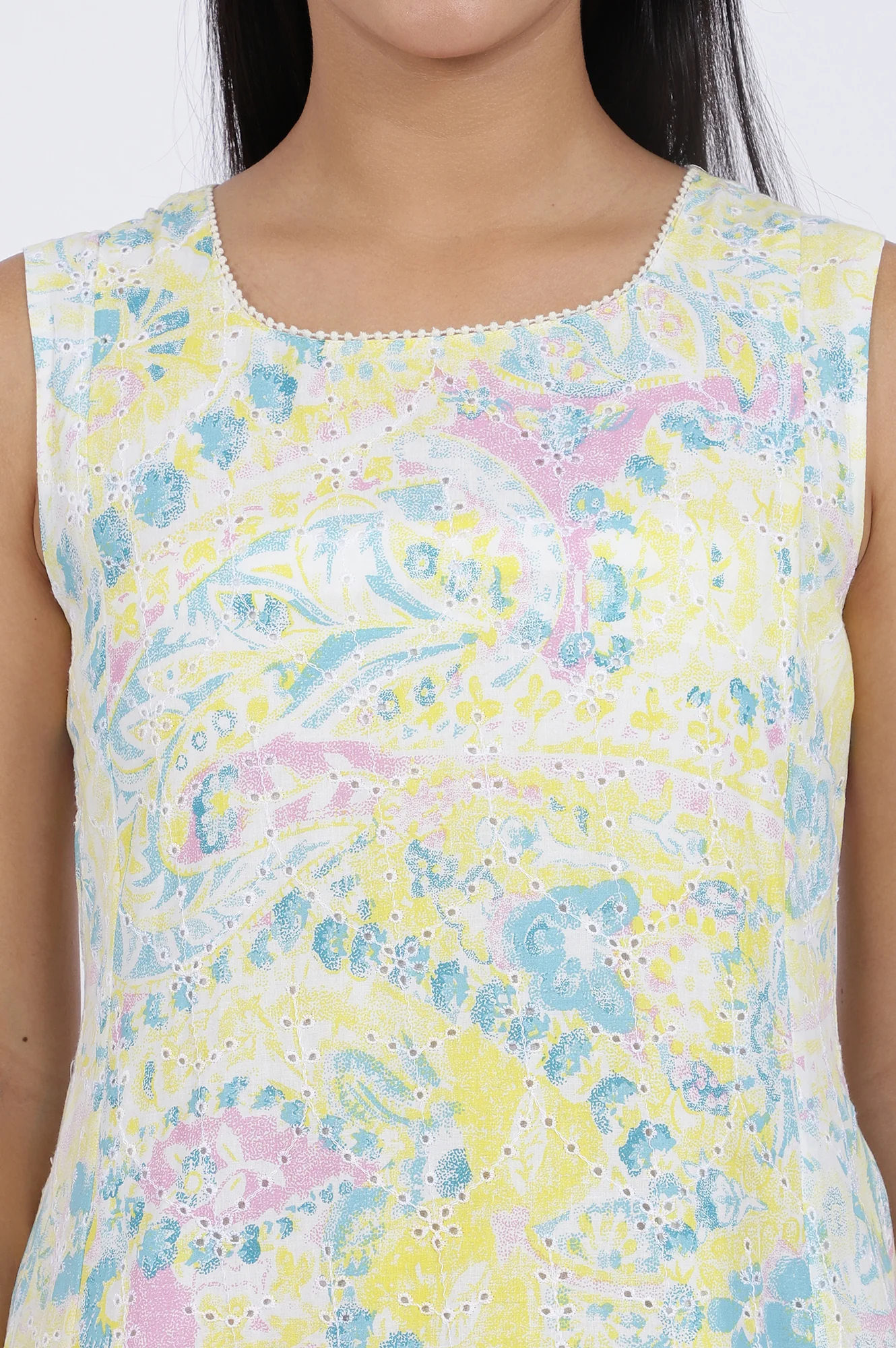 Multicolor Printed Flared Pure Cotton Kurta - Image 4