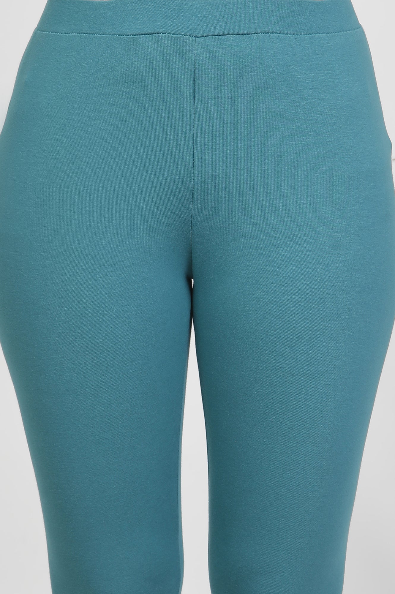 Aqua Blue Solid Mid-Rise Tights - Image 6
