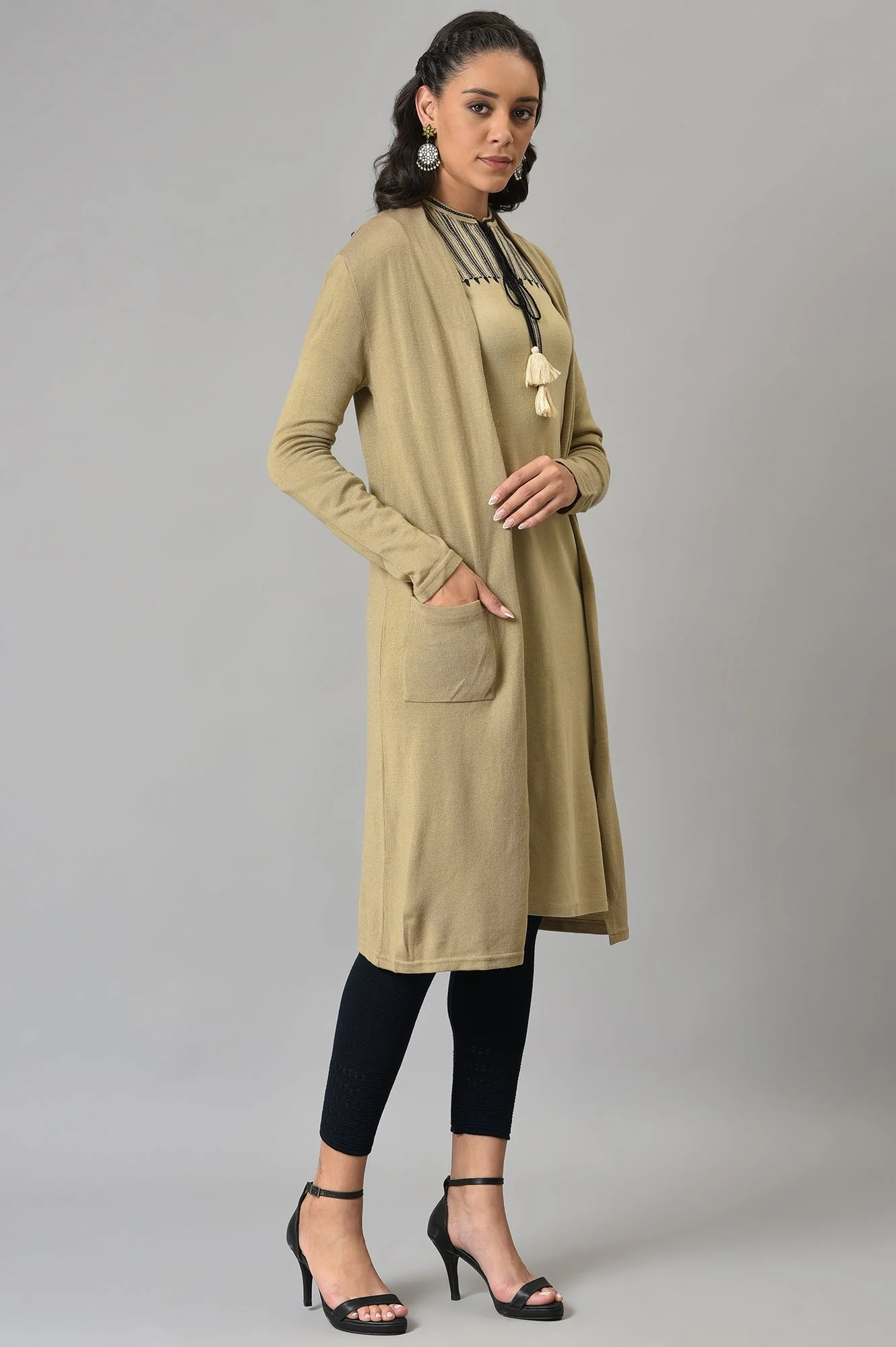 Beige Basic Cardigan - Image 4