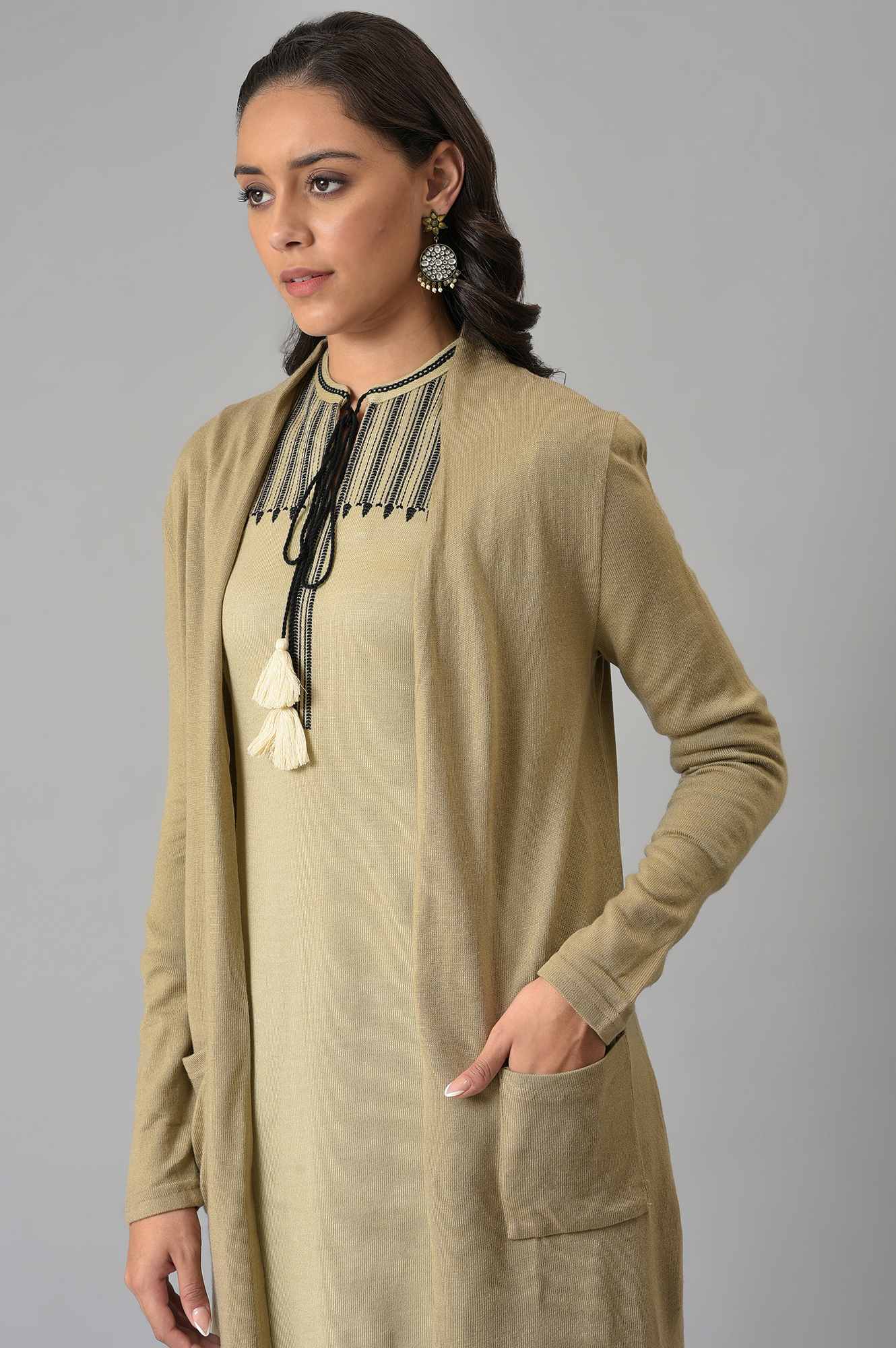 Beige Basic Cardigan - Image 6