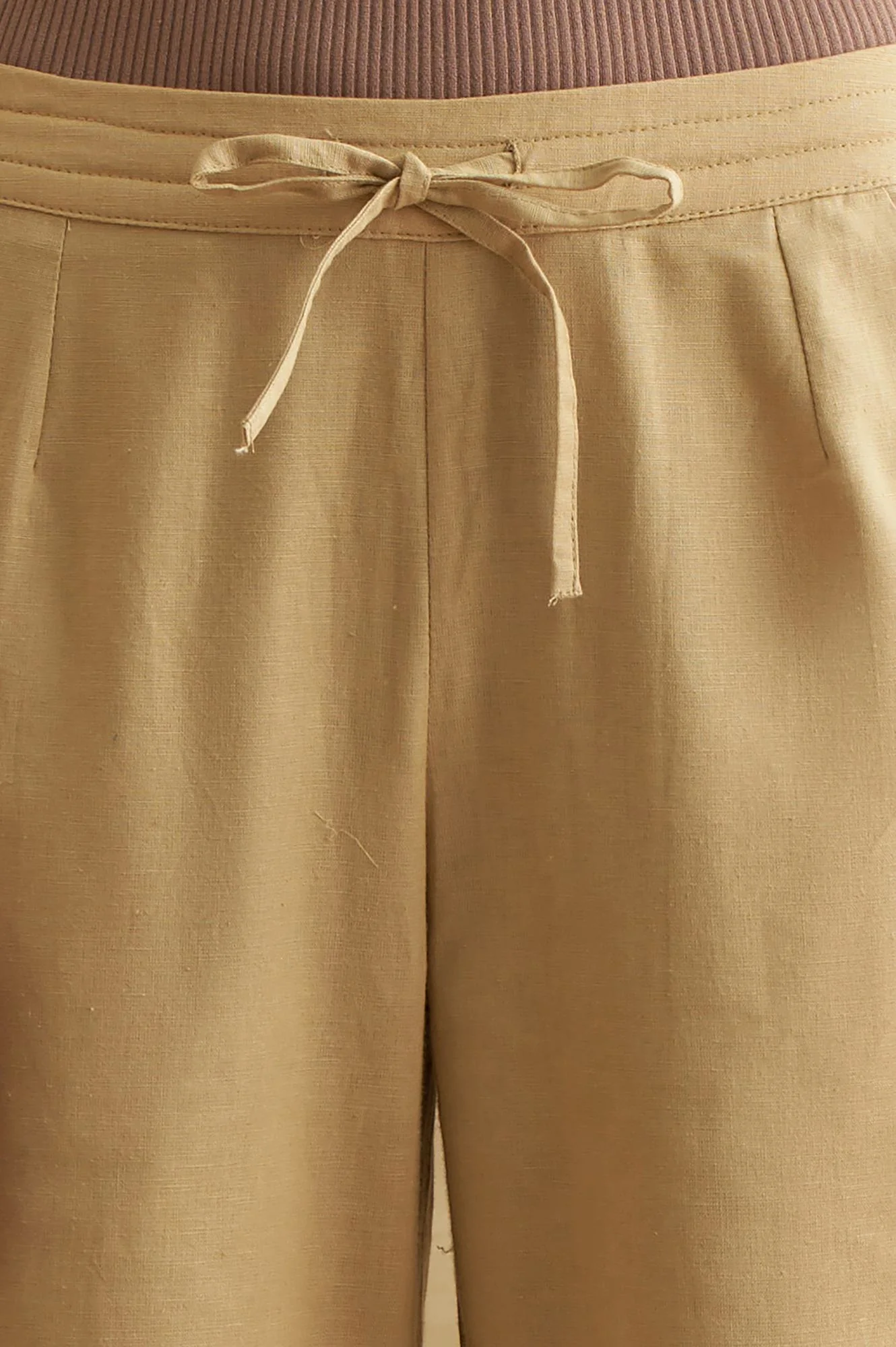Beige Solid Straight Pants - Image 6