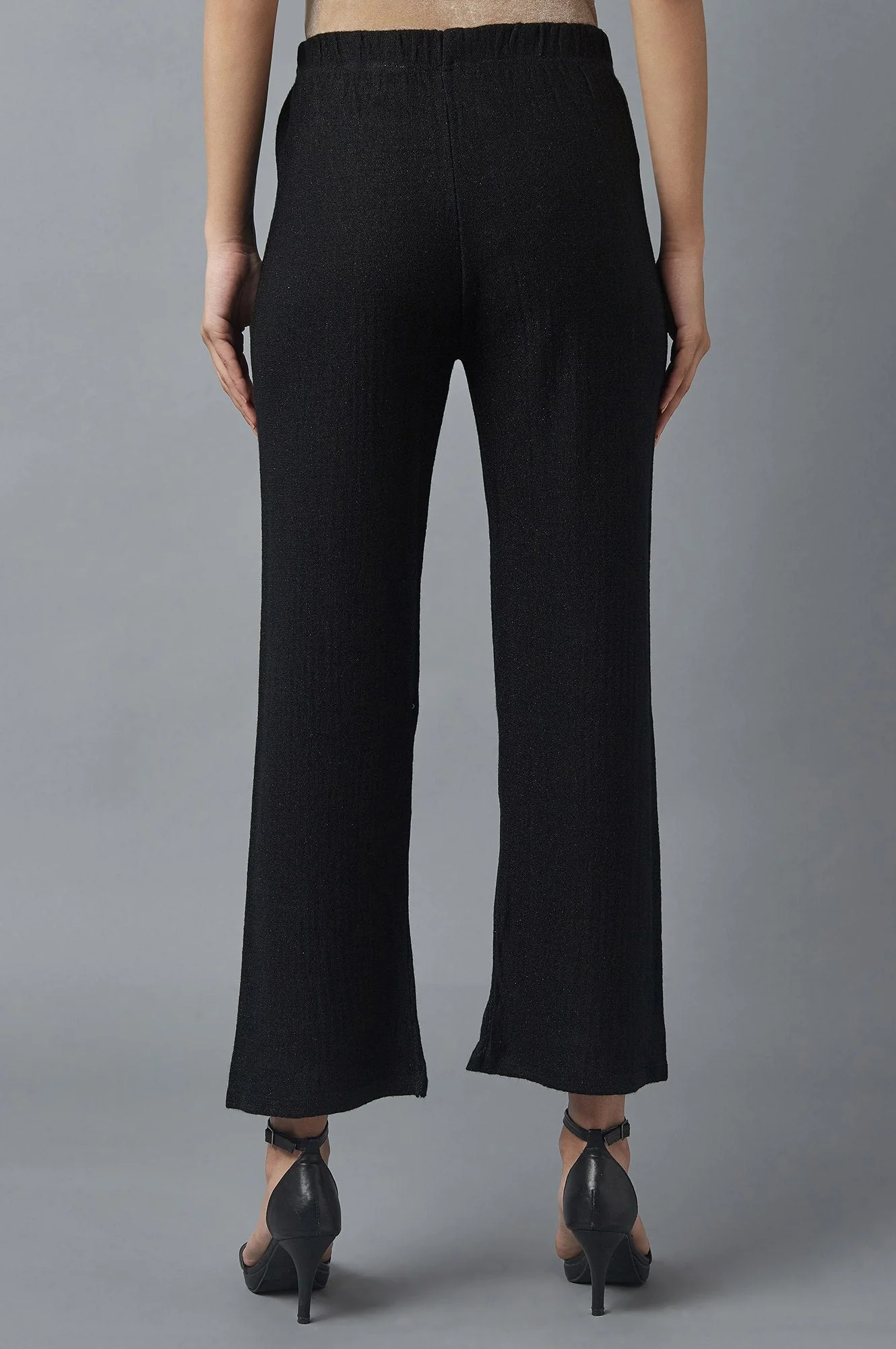 Elleven Women's Black Solid Boot Cut Palazzo With Elasticated Waist - Image 2