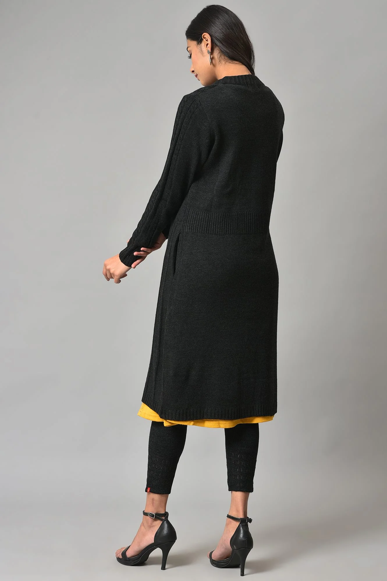 Black Button Down Woollen Cardigan - Image 2