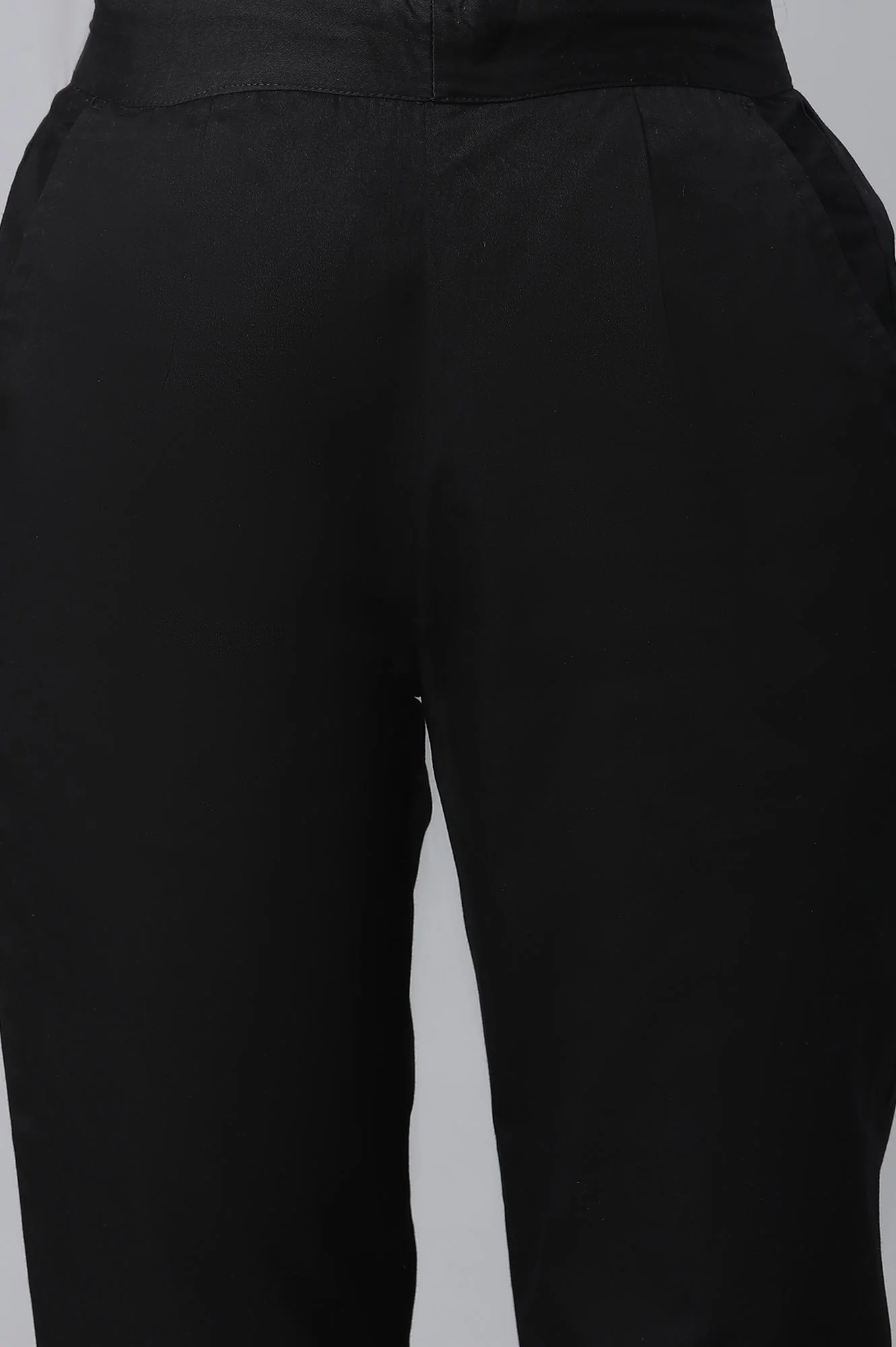 Elleven Women's Black Solid Straight Fit Cotton Pants With Elasticated Waist - Image 7
