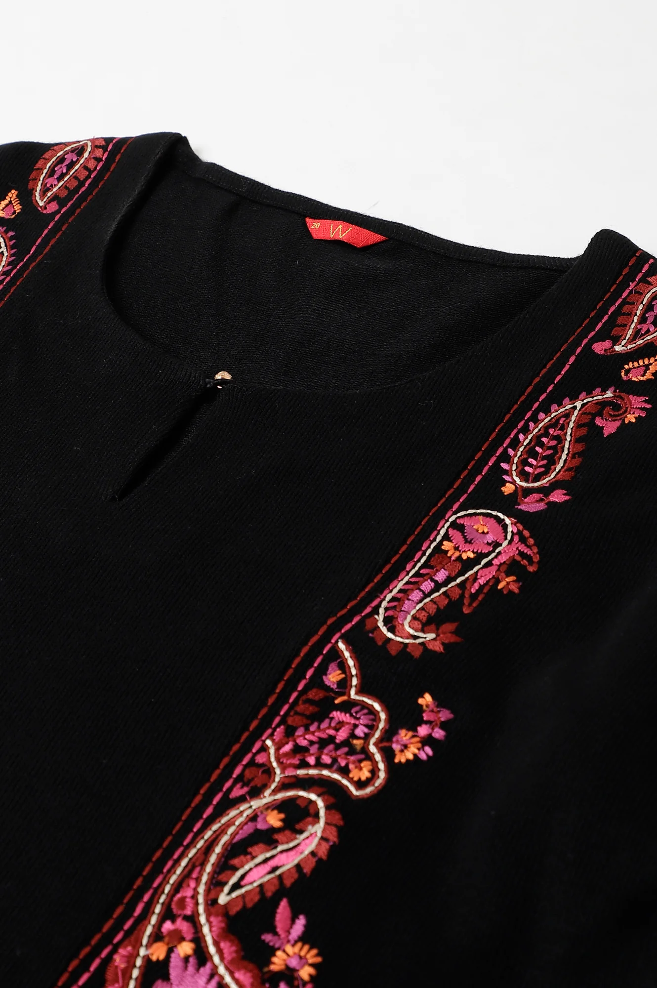 Black Embroidered Plus Size Winter kurta - Image 7