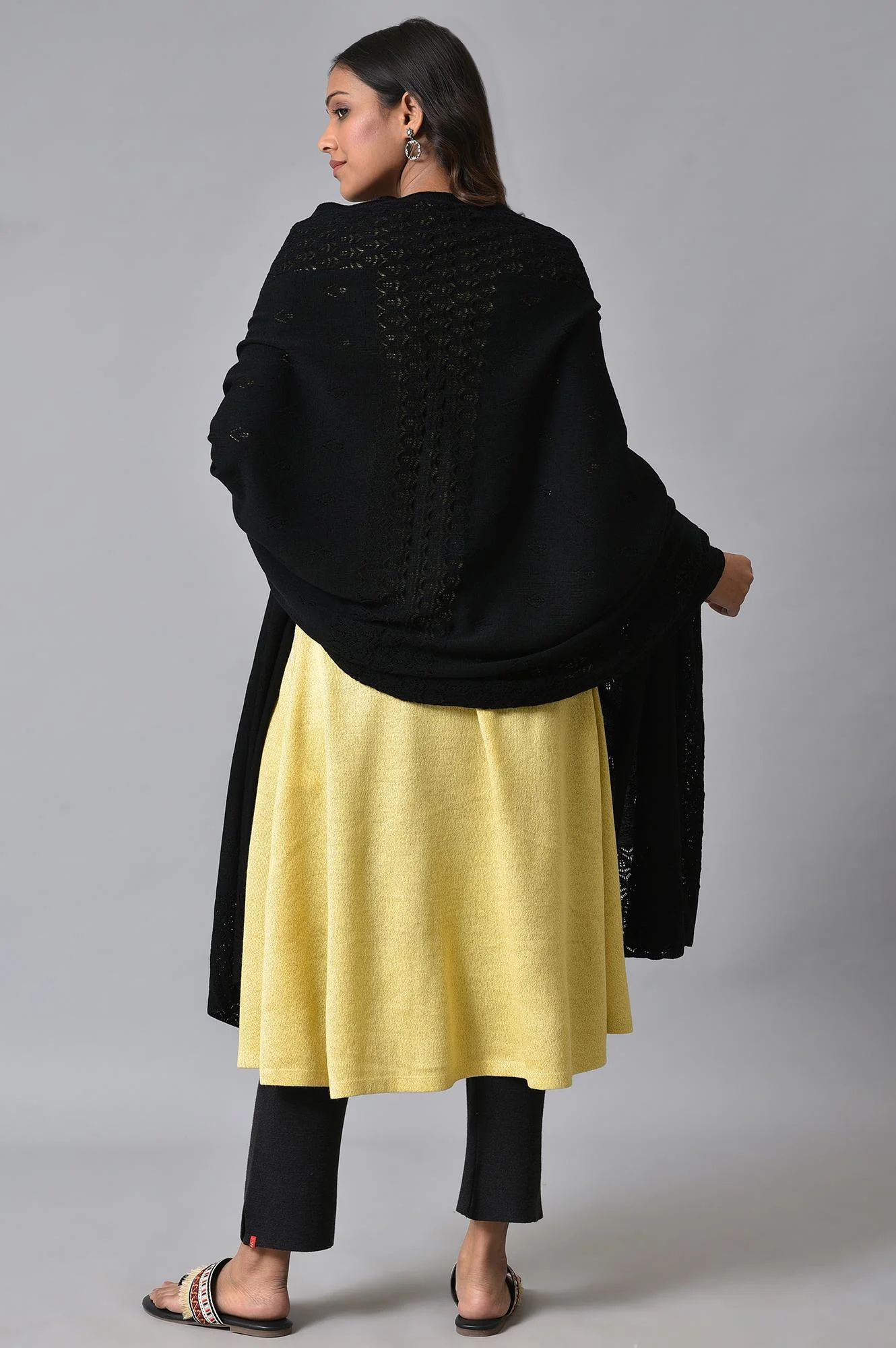 Black Front Open Winter Shrug - Image 2