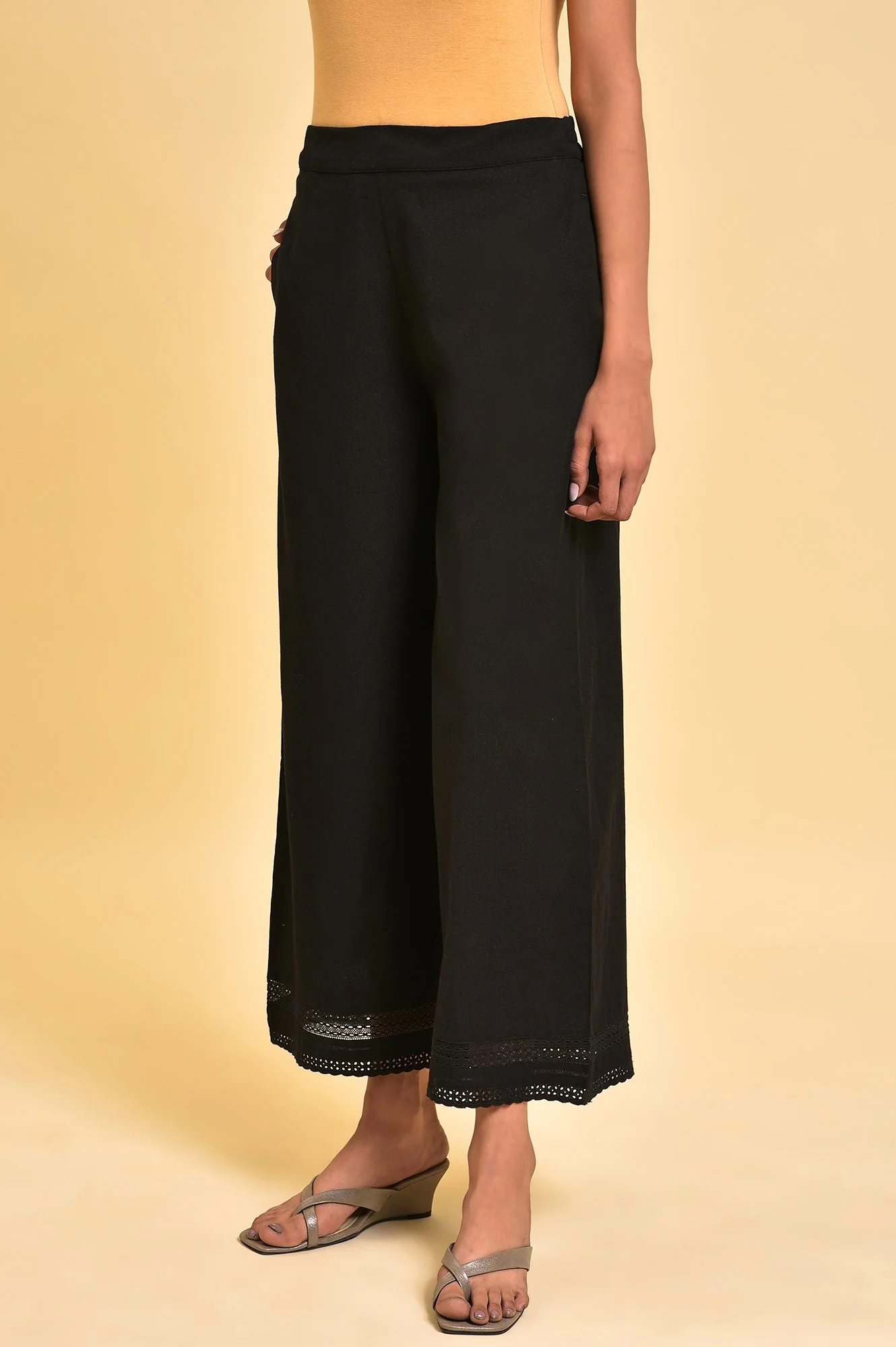 Black Glitter Printer Pants - Image 3