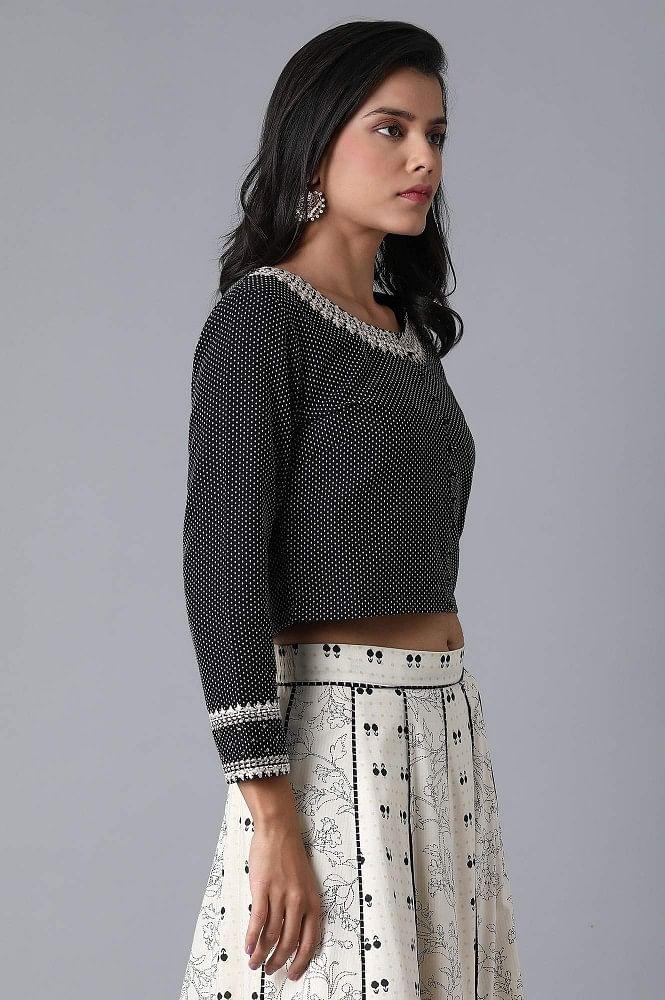 Black Polka Dobby Crop Top - Image 4