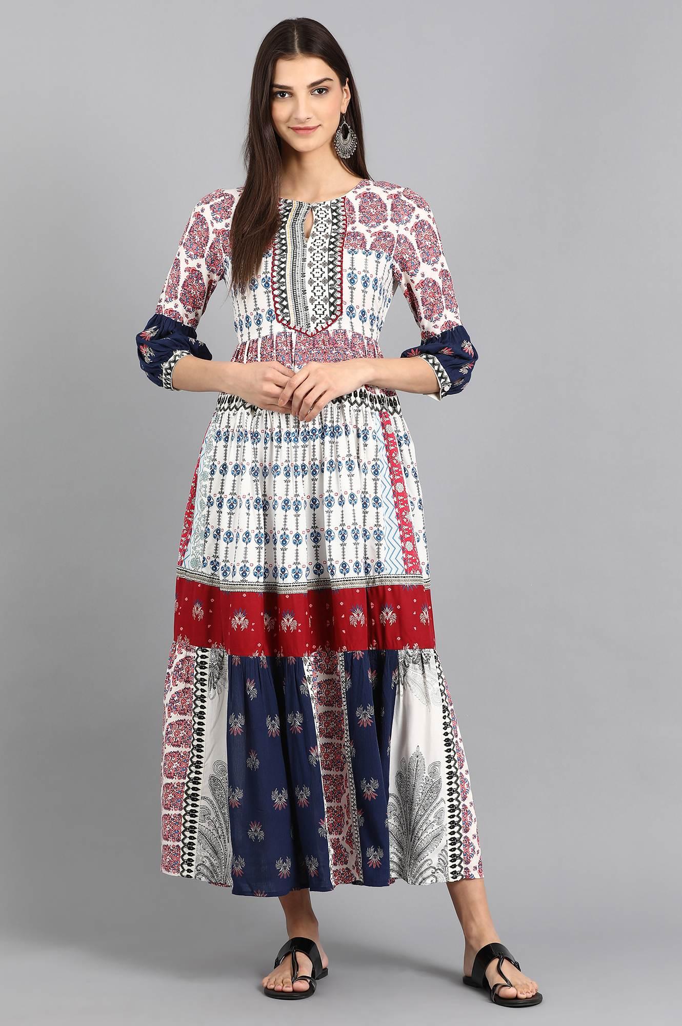 Black Round Neck Printed kurta - Image 2