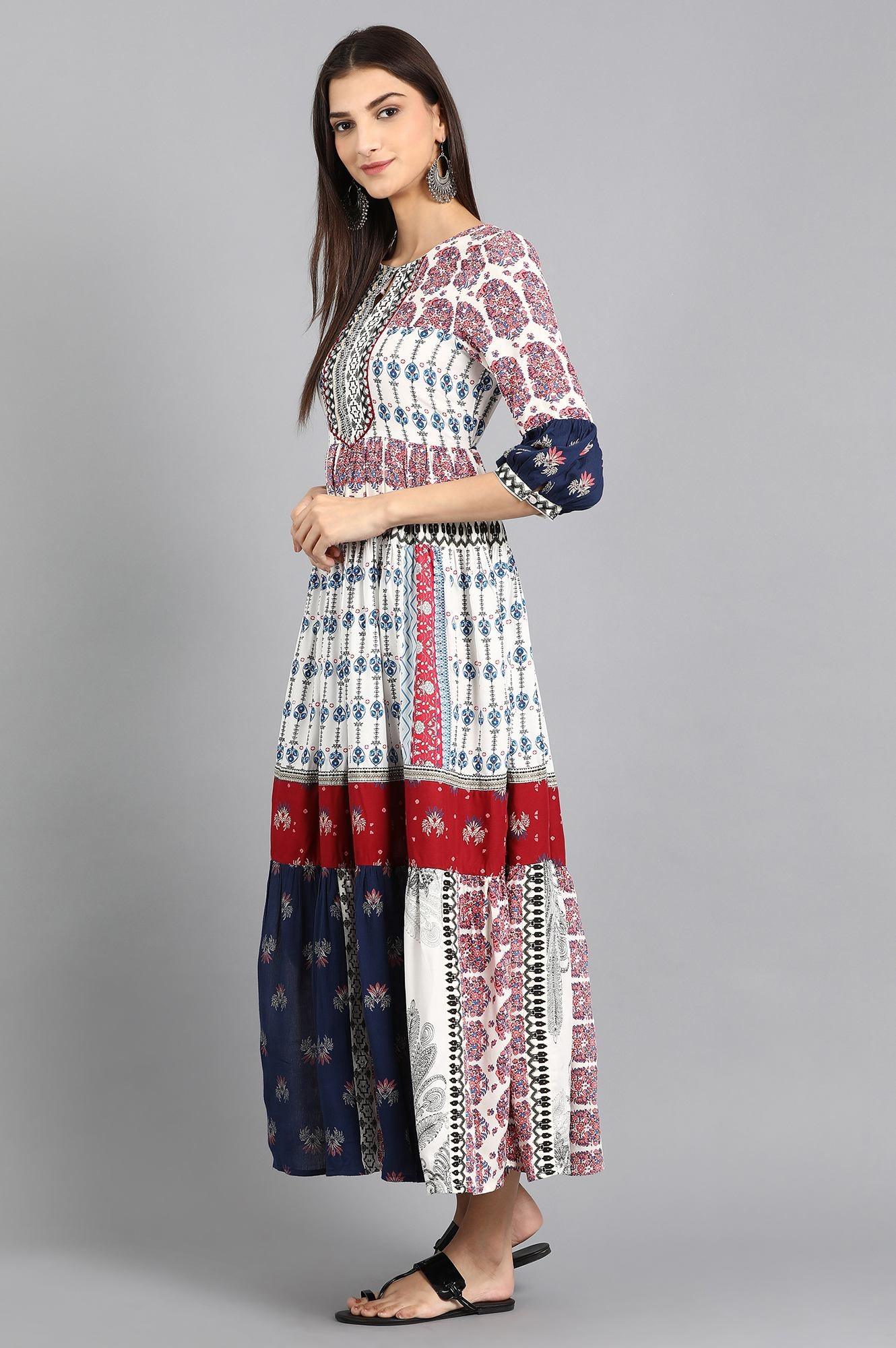Black Round Neck Printed kurta - Image 3