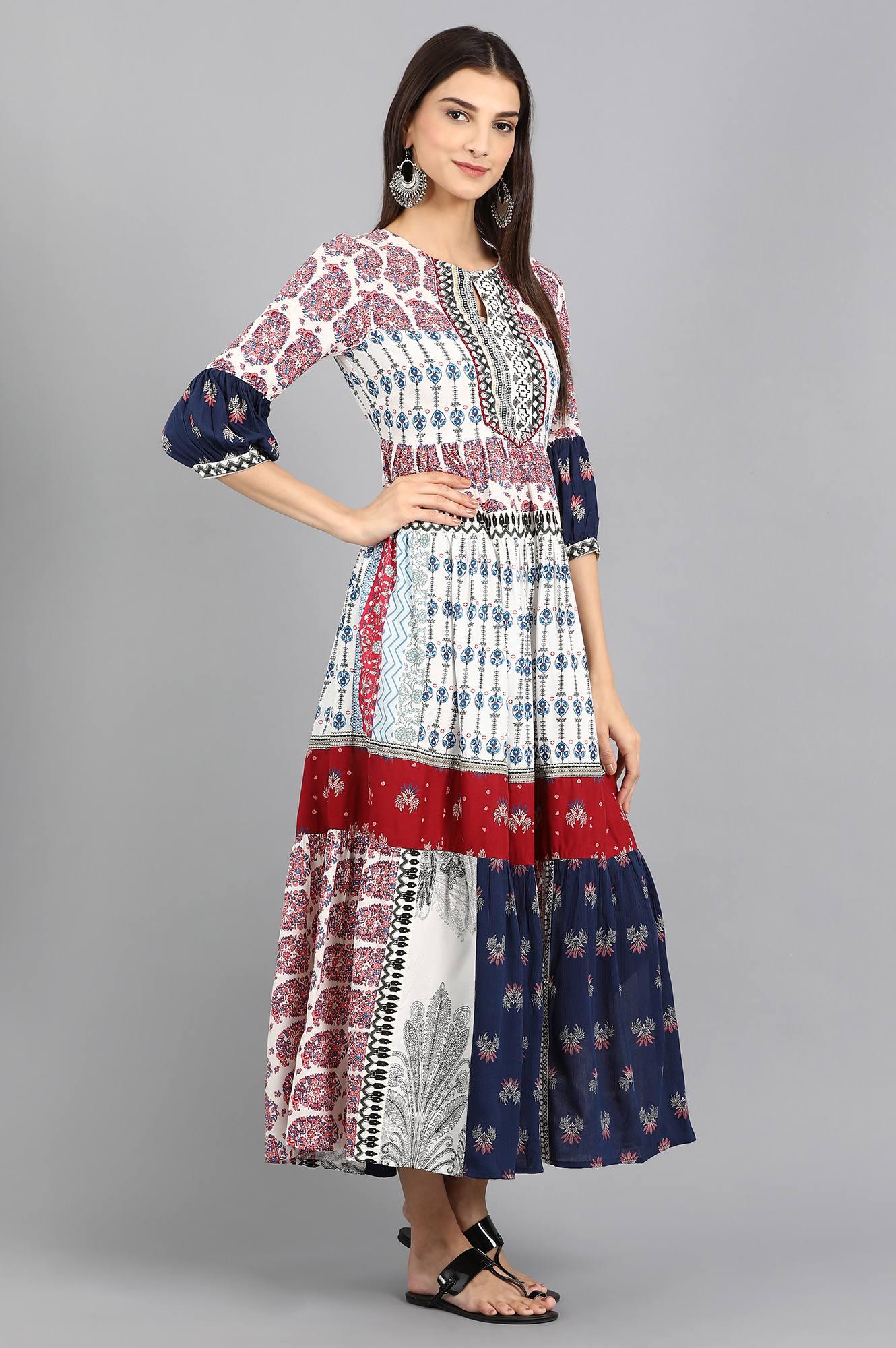 Black Round Neck Printed kurta - Image 4