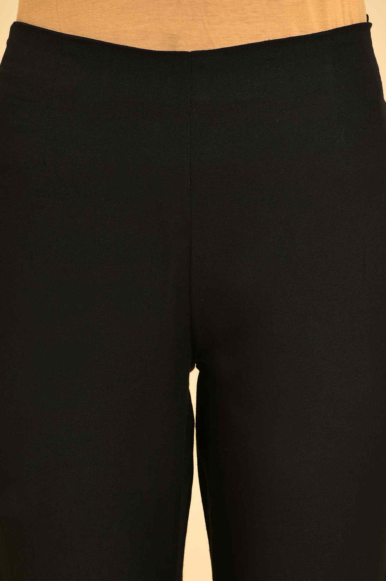 Black Solid Slim Pants - Image 6