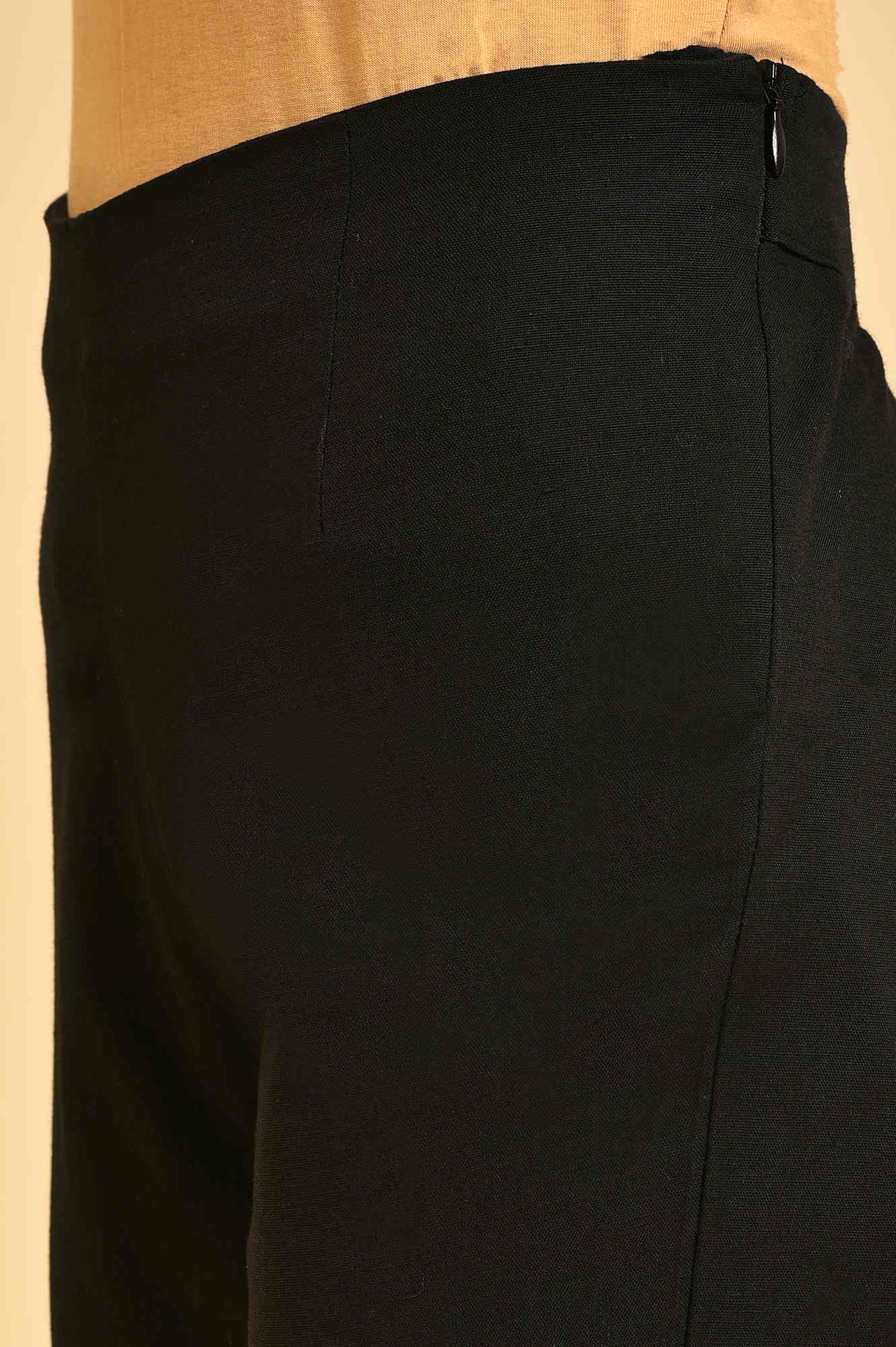 Black Solid Slim Pants - Image 7