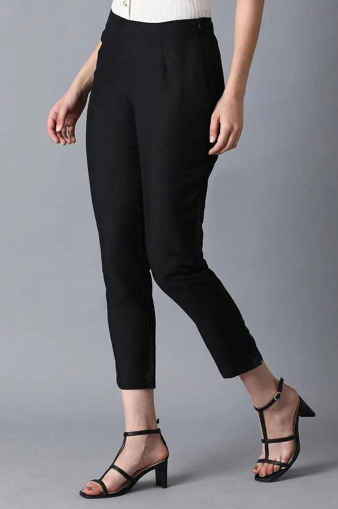 Black Solid Trousers - Image 3