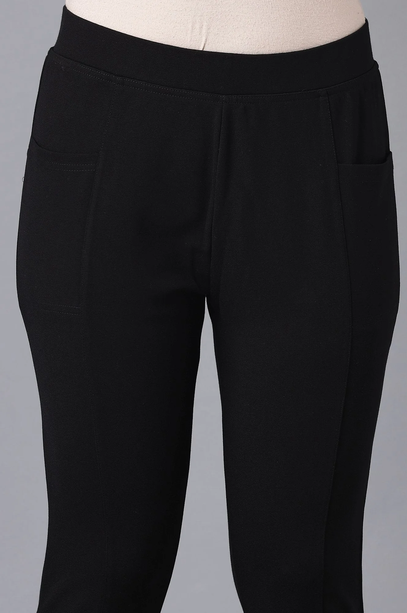Elleven Women's Black Solid Straight Fit Tights With Elasticated Waistband - Image 6