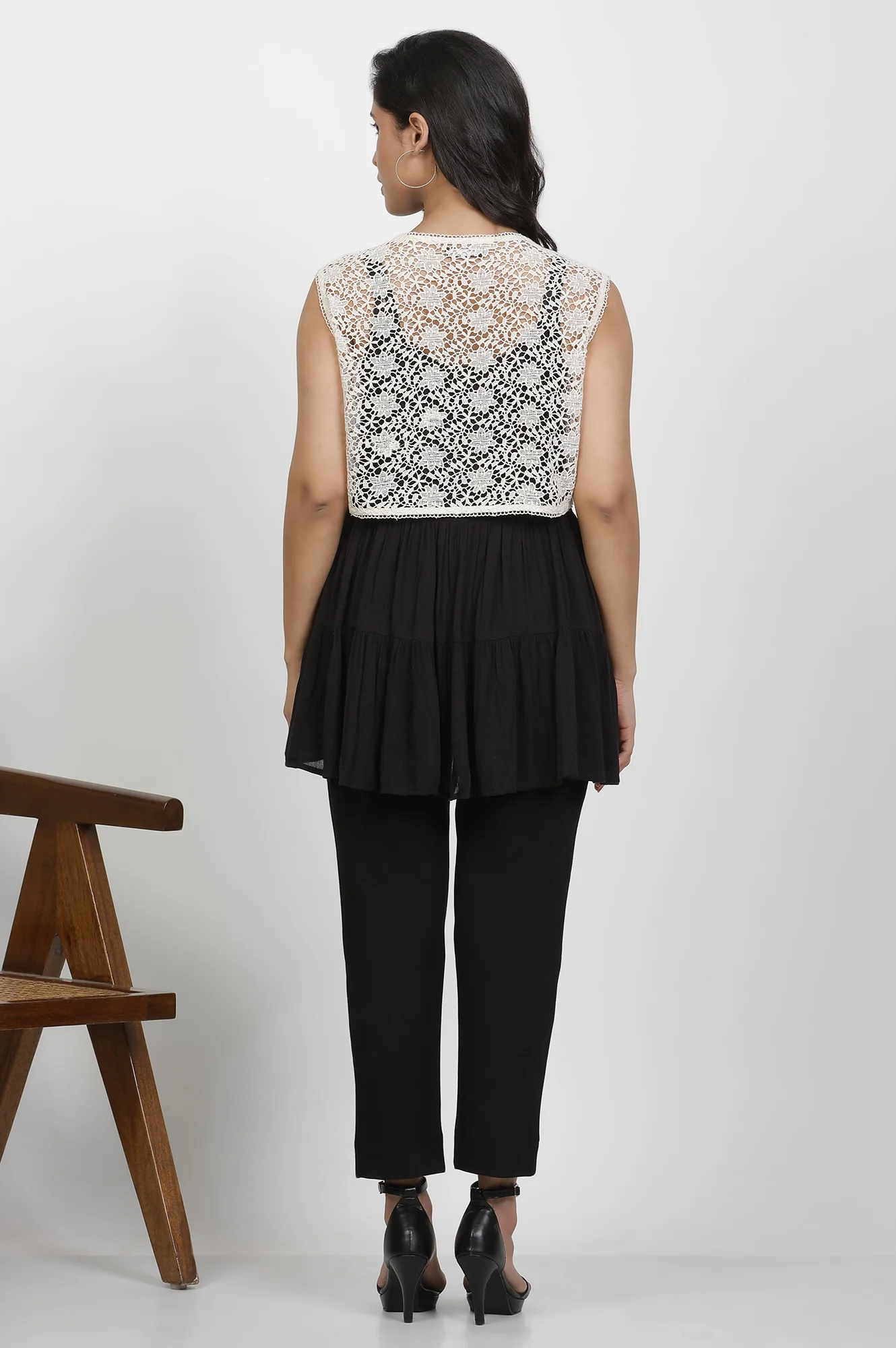Black Tiered Top And Jacket Set - Image 4