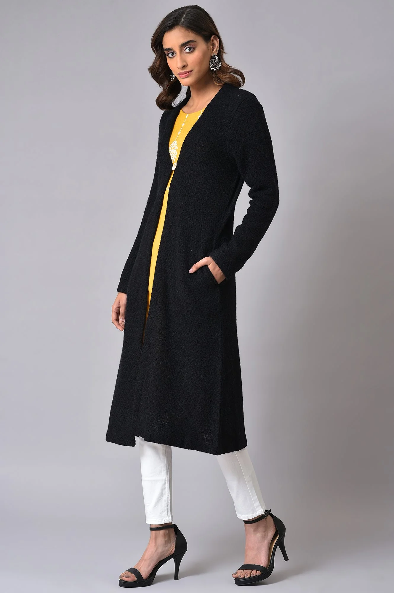 Black Winter Women Cardigan - Image 3