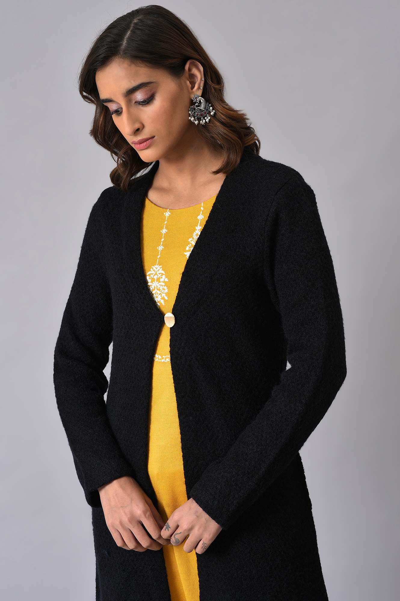 Black Winter Women Cardigan - Image 5