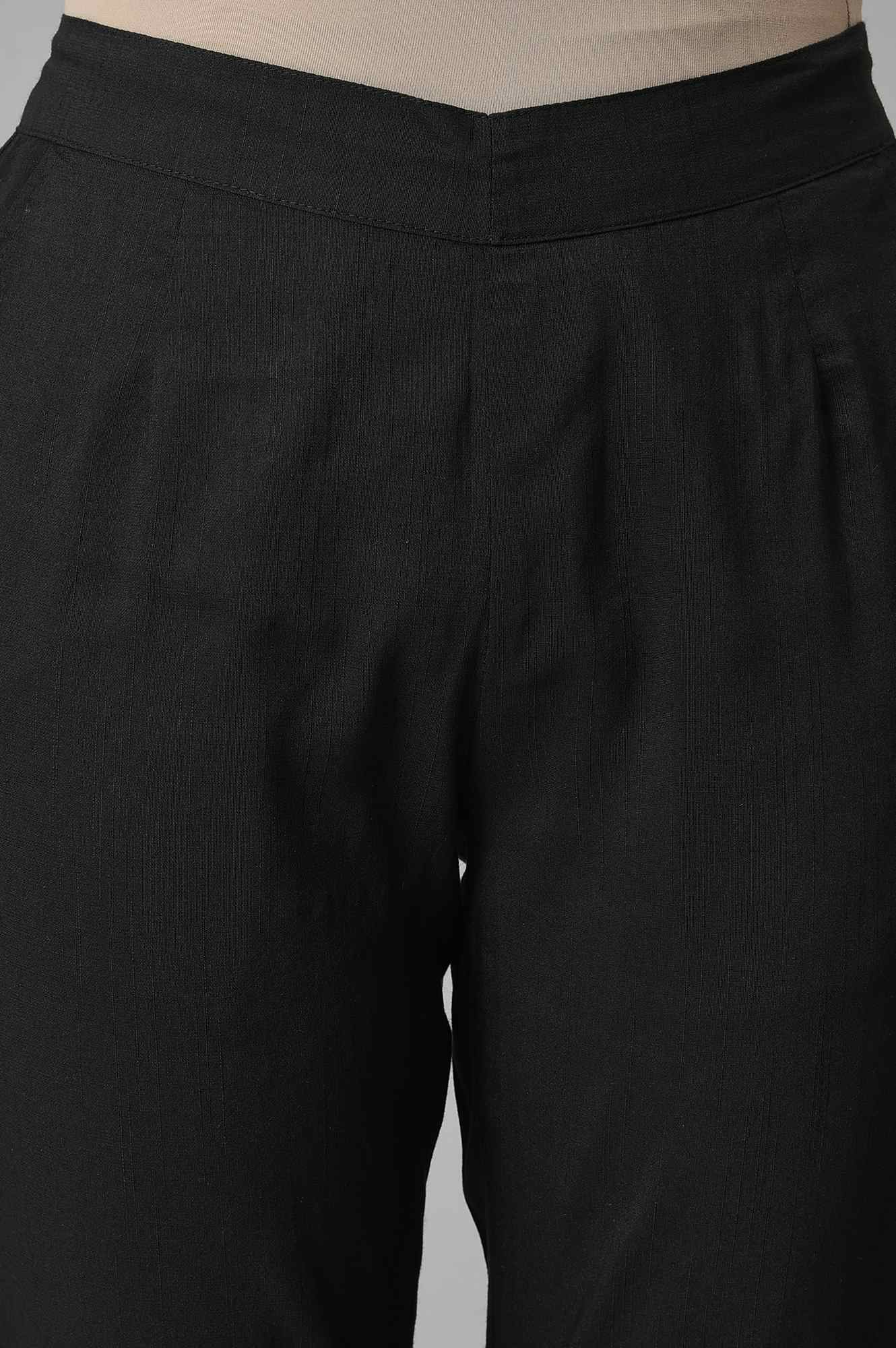 Elleven Women's Black Floral Printed Straight Fit Pants With Elasticated Waist - Image 6
