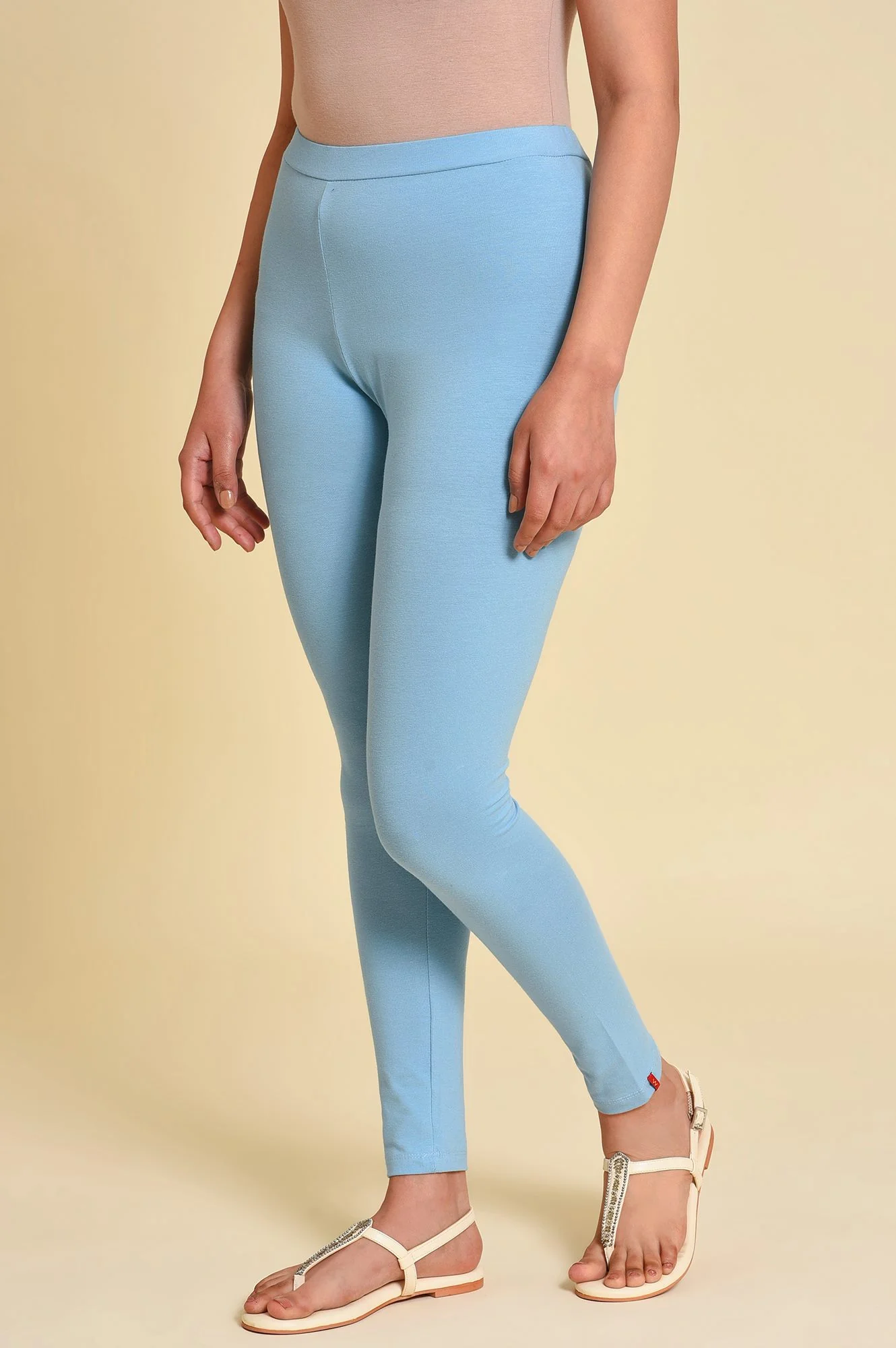 Blue Cotton Jersey Tights - Image 3