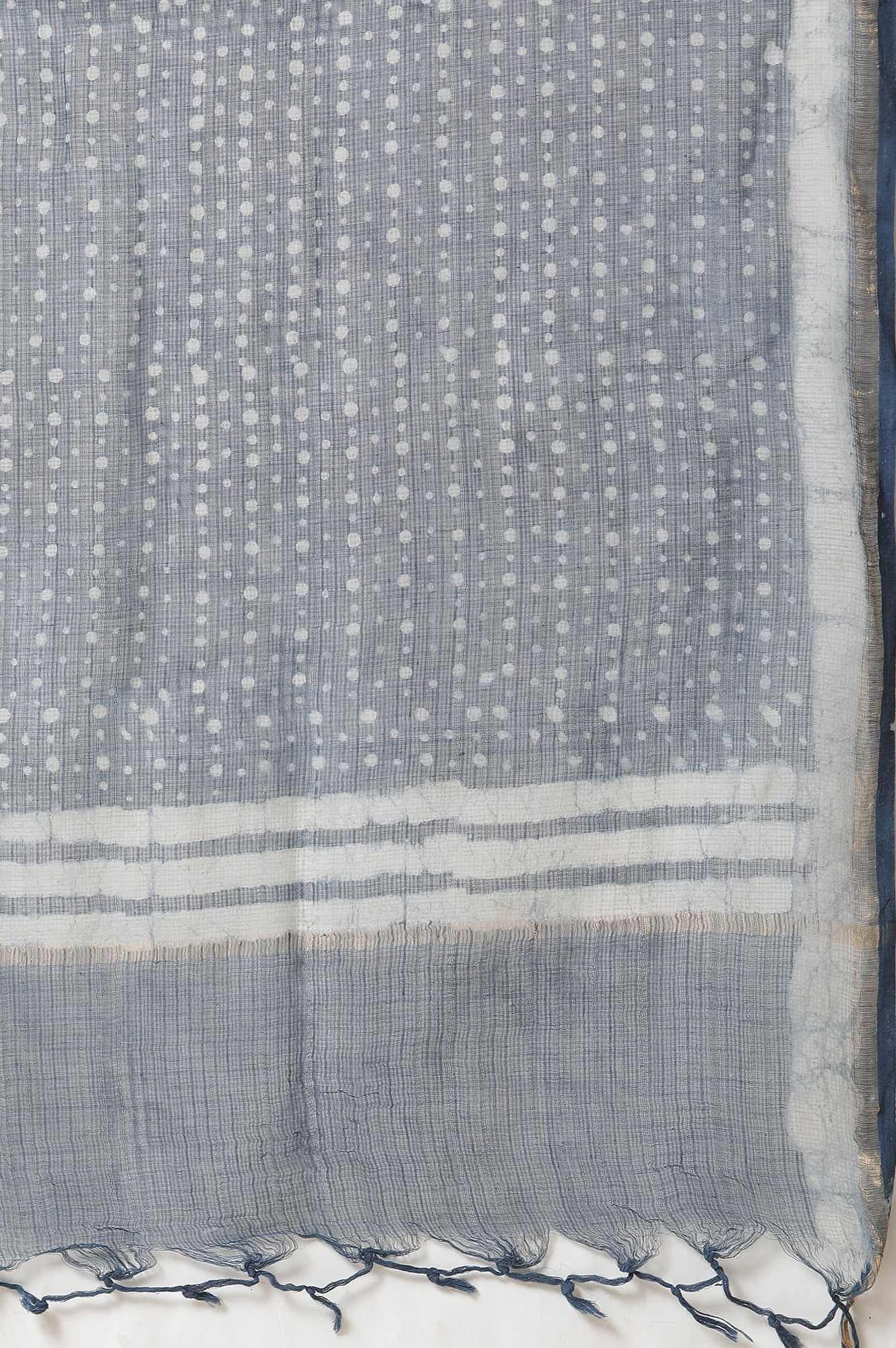 Blue Dabu Block Print Cotton Voile Straight Kurta, Pants And Dupatta Set - Image 10