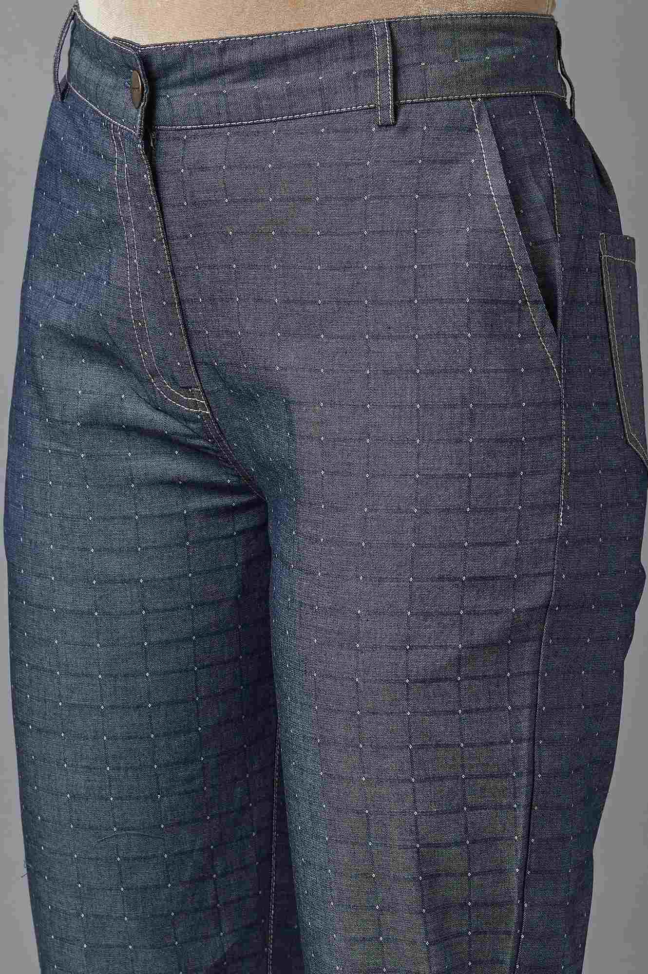 Elleven Women's Blue Polka Dots Straight Fit Denim Culottes With Front Zip - Image 11