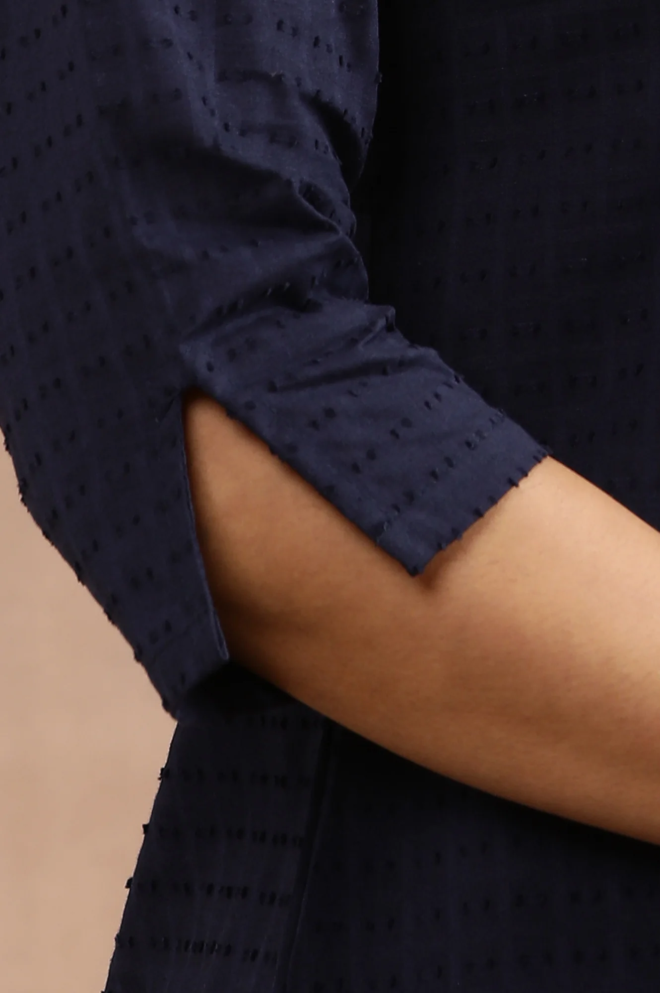 Blue Embroidered Cotton Kurta, Tights And Pink Dupatta - Image 7