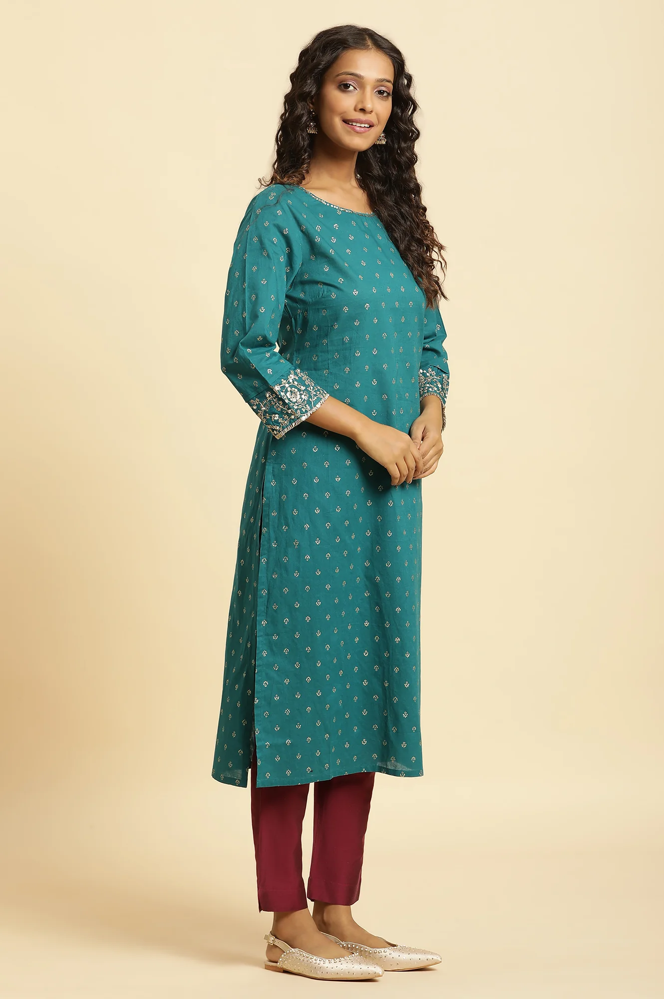 Blue Embroidered Festive Kurta - Image 5