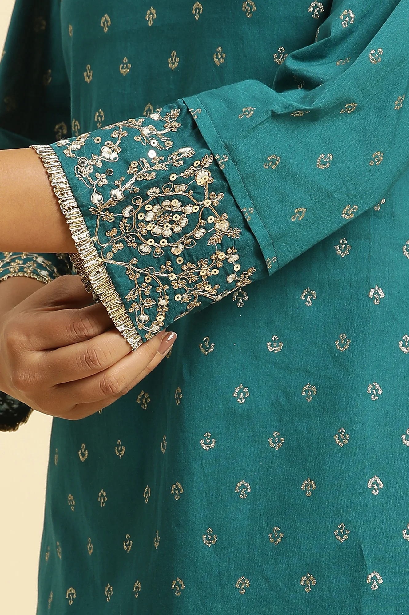 Blue Embroidered Festive Kurta - Image 7