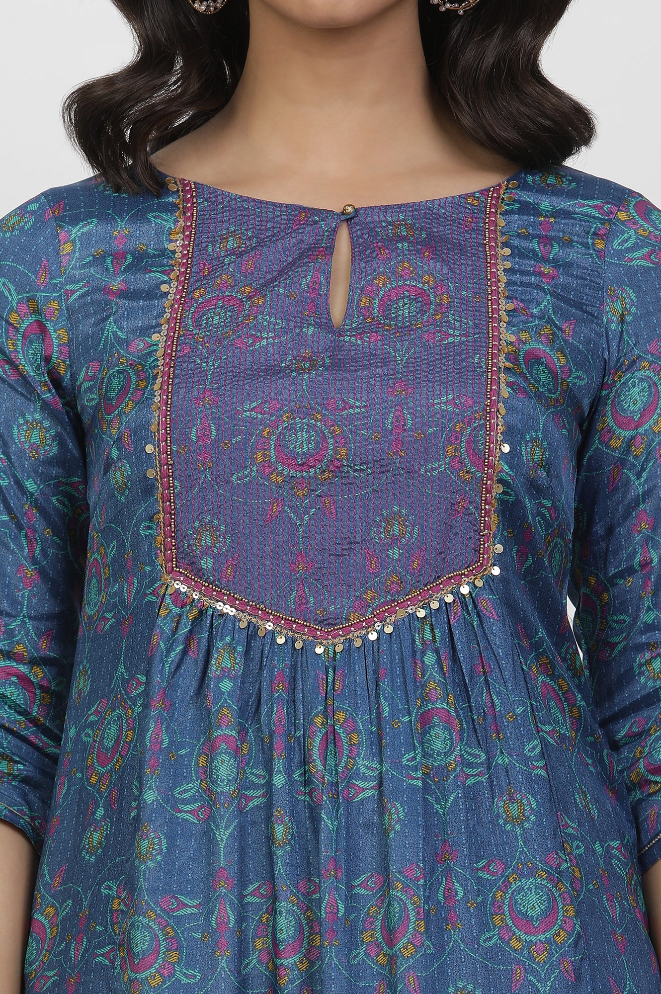 Blue Embroidered Kurta And Salwar Set - Image 6