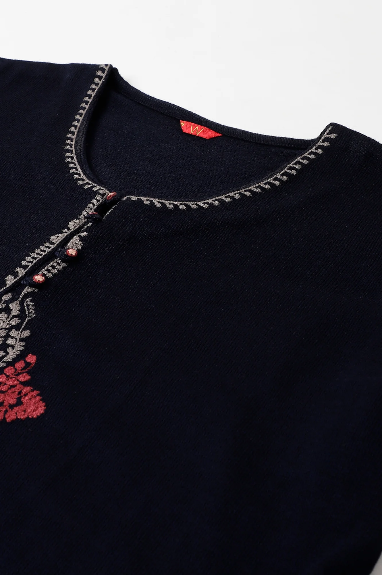 Blue Embroidered Plus Size Winter kurta - Image 7