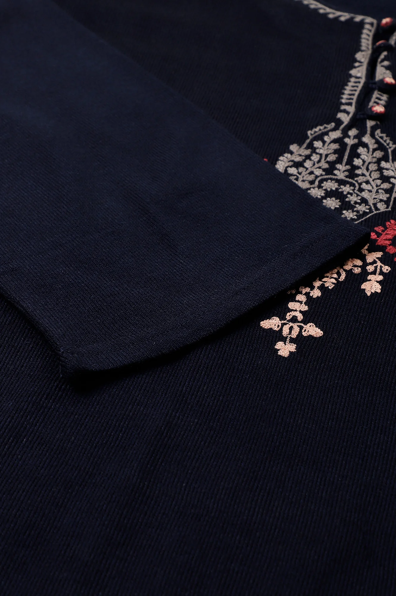 Blue Embroidered Plus Size Winter kurta - Image 8