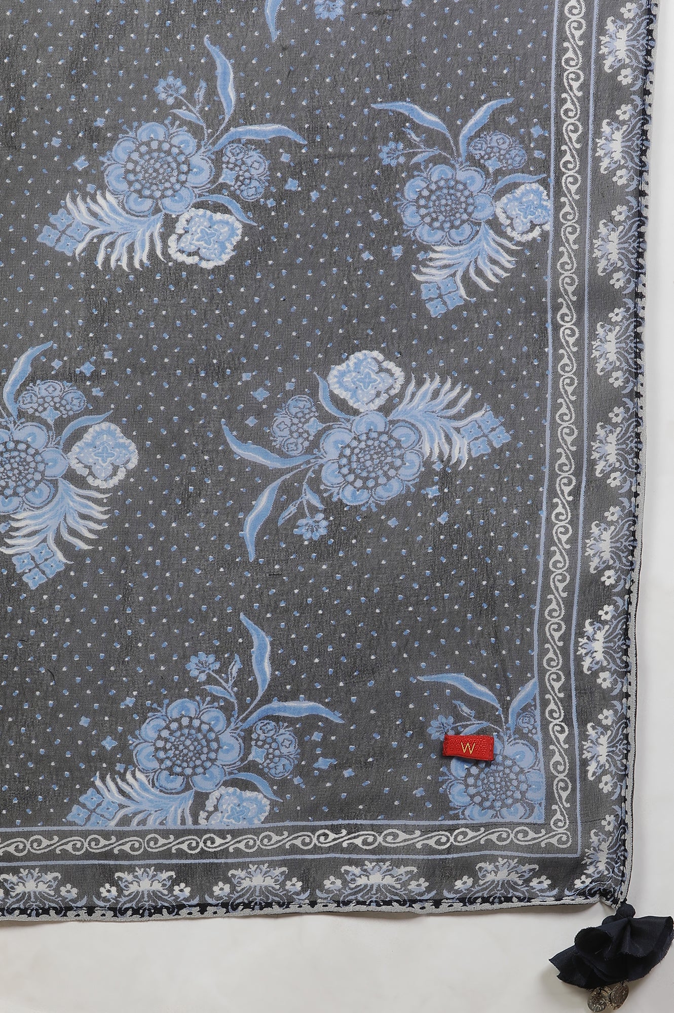 Blue Floral Printed Flared Georgette Kurta, Tights And Dupatta Set - Image 10