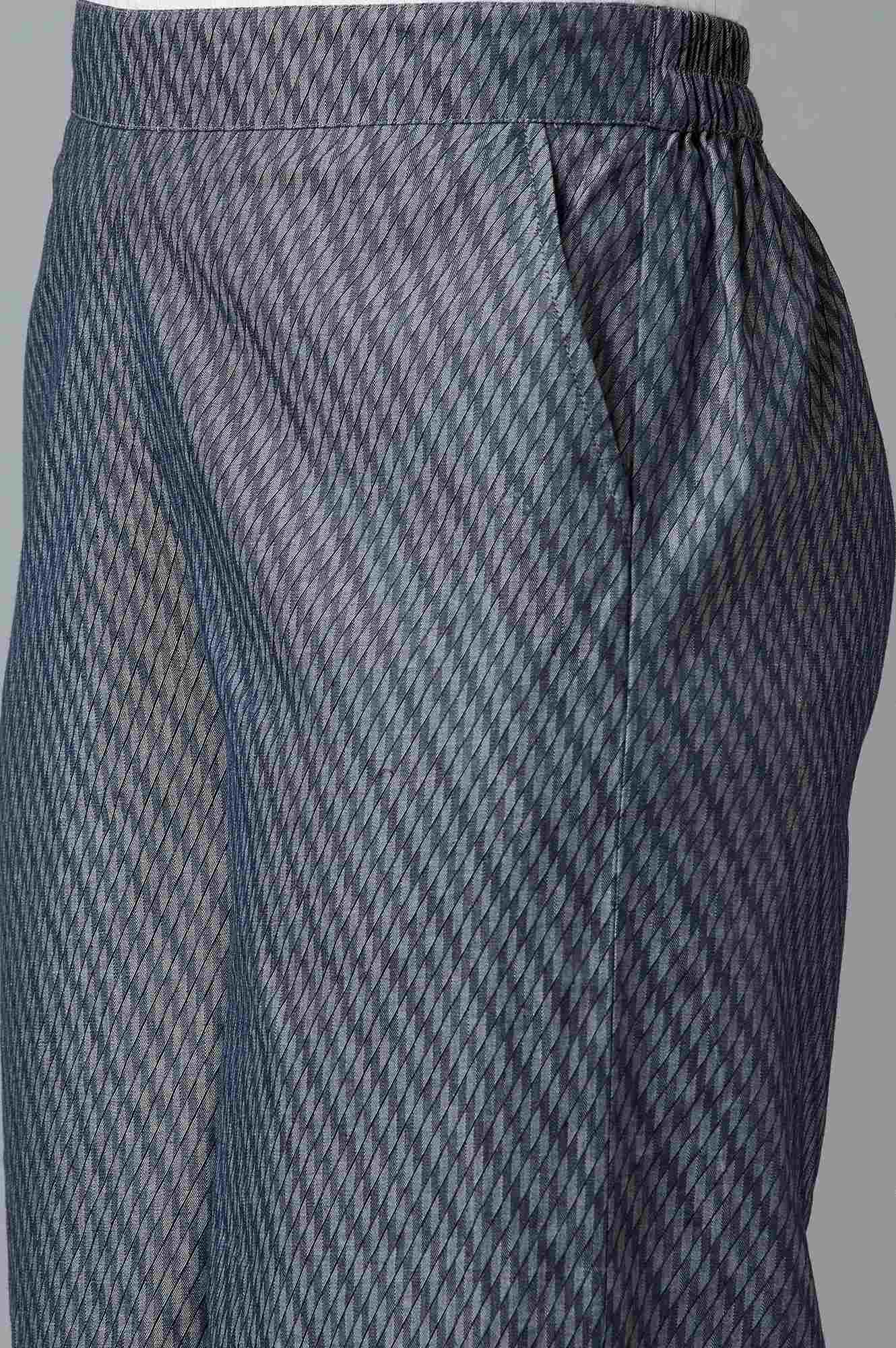 Elleven Women's Blue Geometric Printed Flared Cotton Palazzo With Elasticated Waist - Image 6
