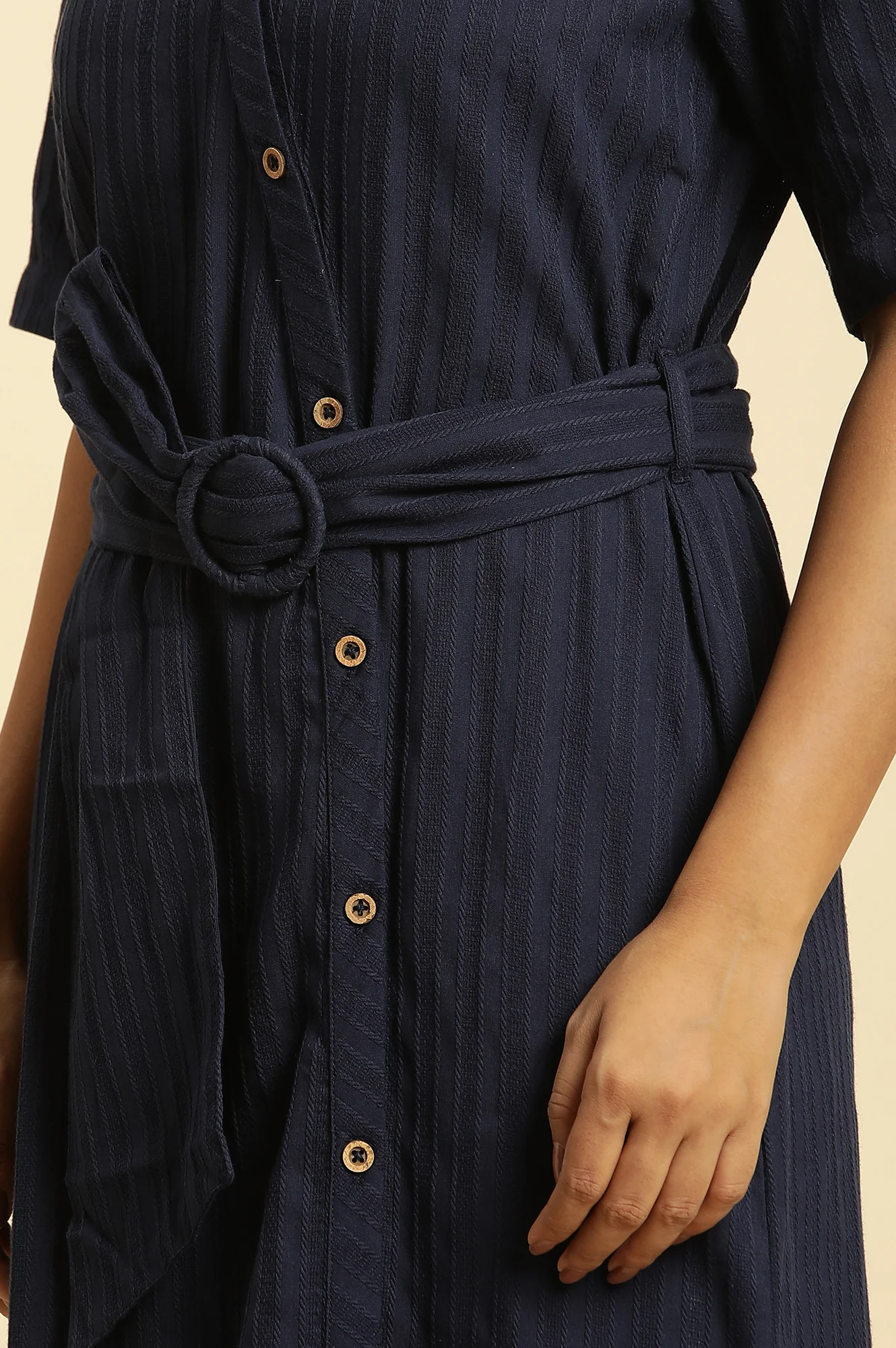 Blue Long Shirt Dress With Belt - Image 7