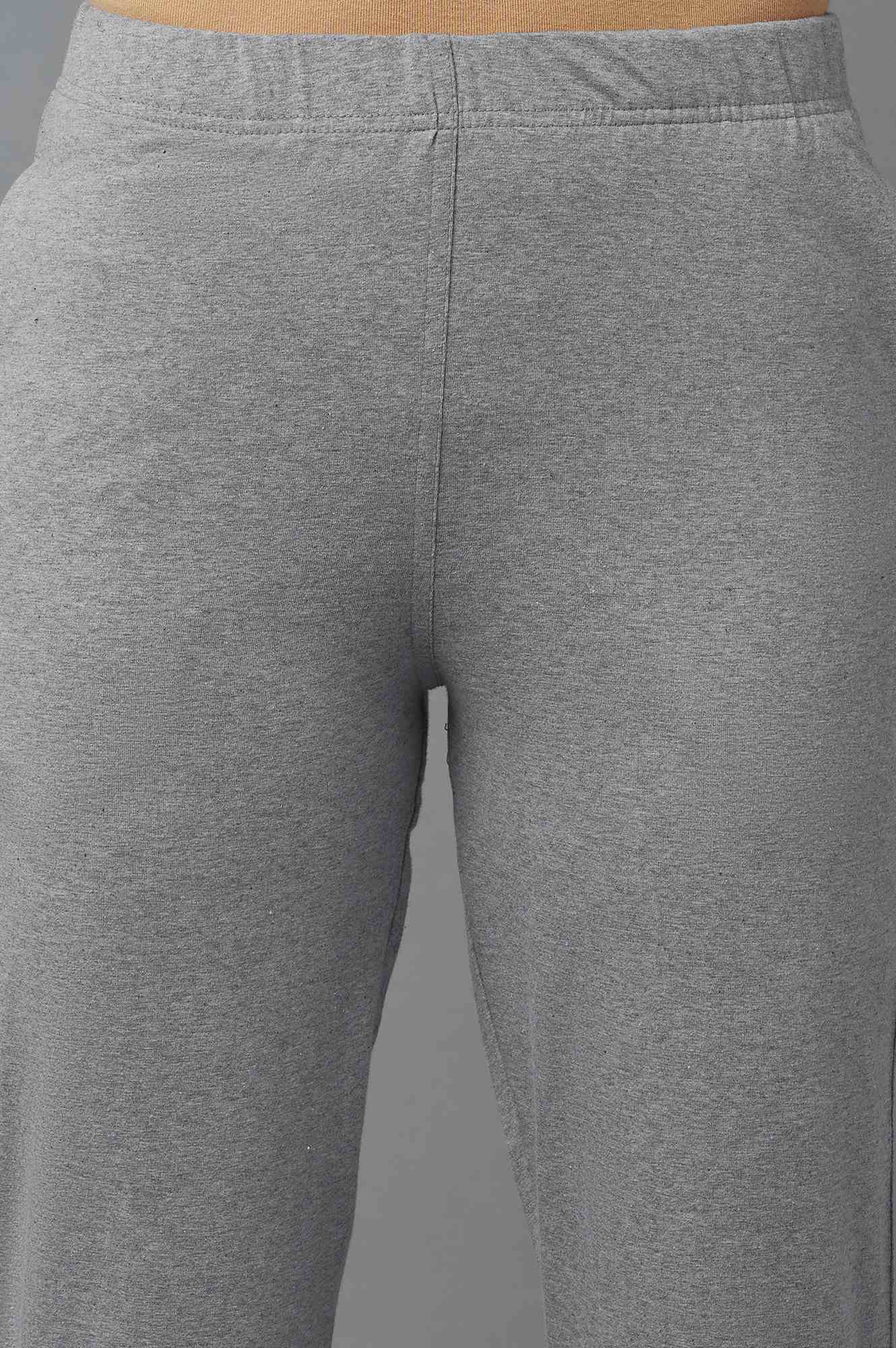Elleven Women's Grey Solid Regular Fit Cotton Pants With Elasticated Waist - Image 11