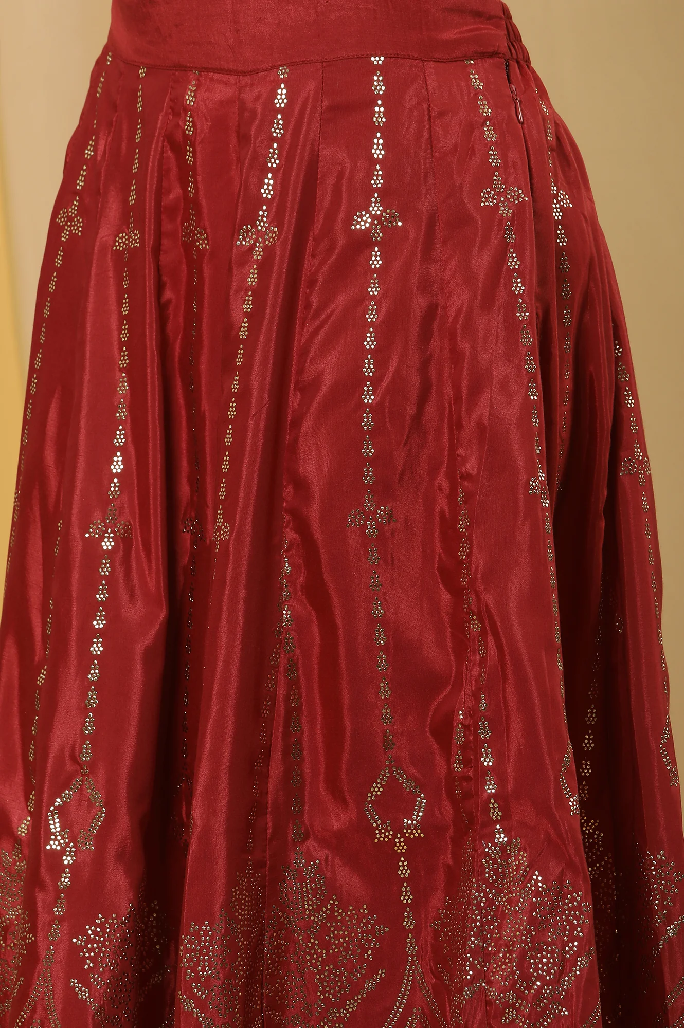 Blue Mukaish Kurta And Red Flared Skirt - Image 9