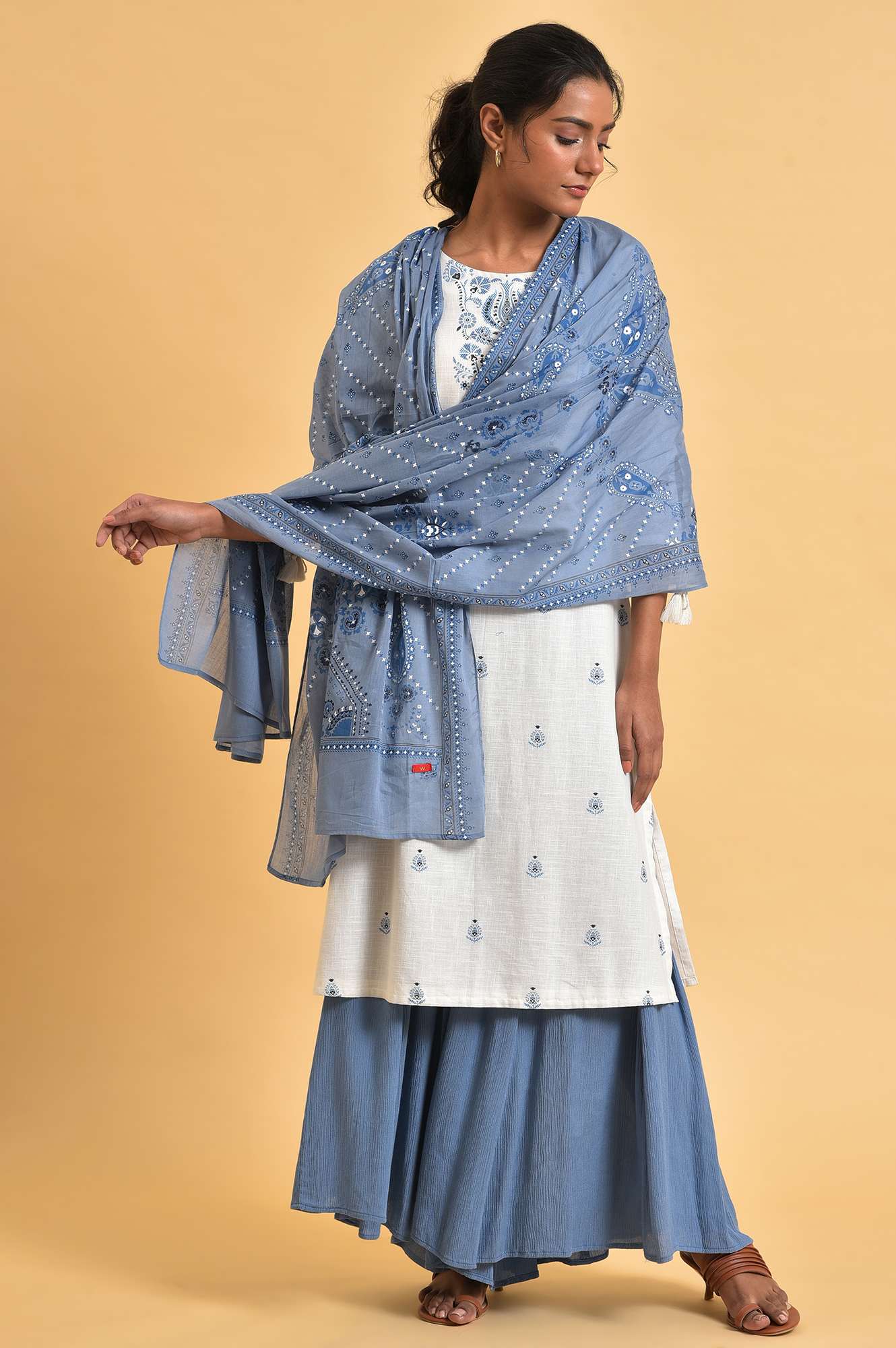 Blue Printed Dupatta - Image 2