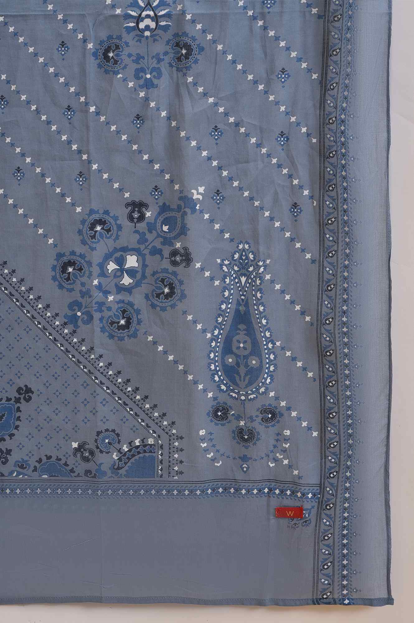 Blue Printed Dupatta - Image 4