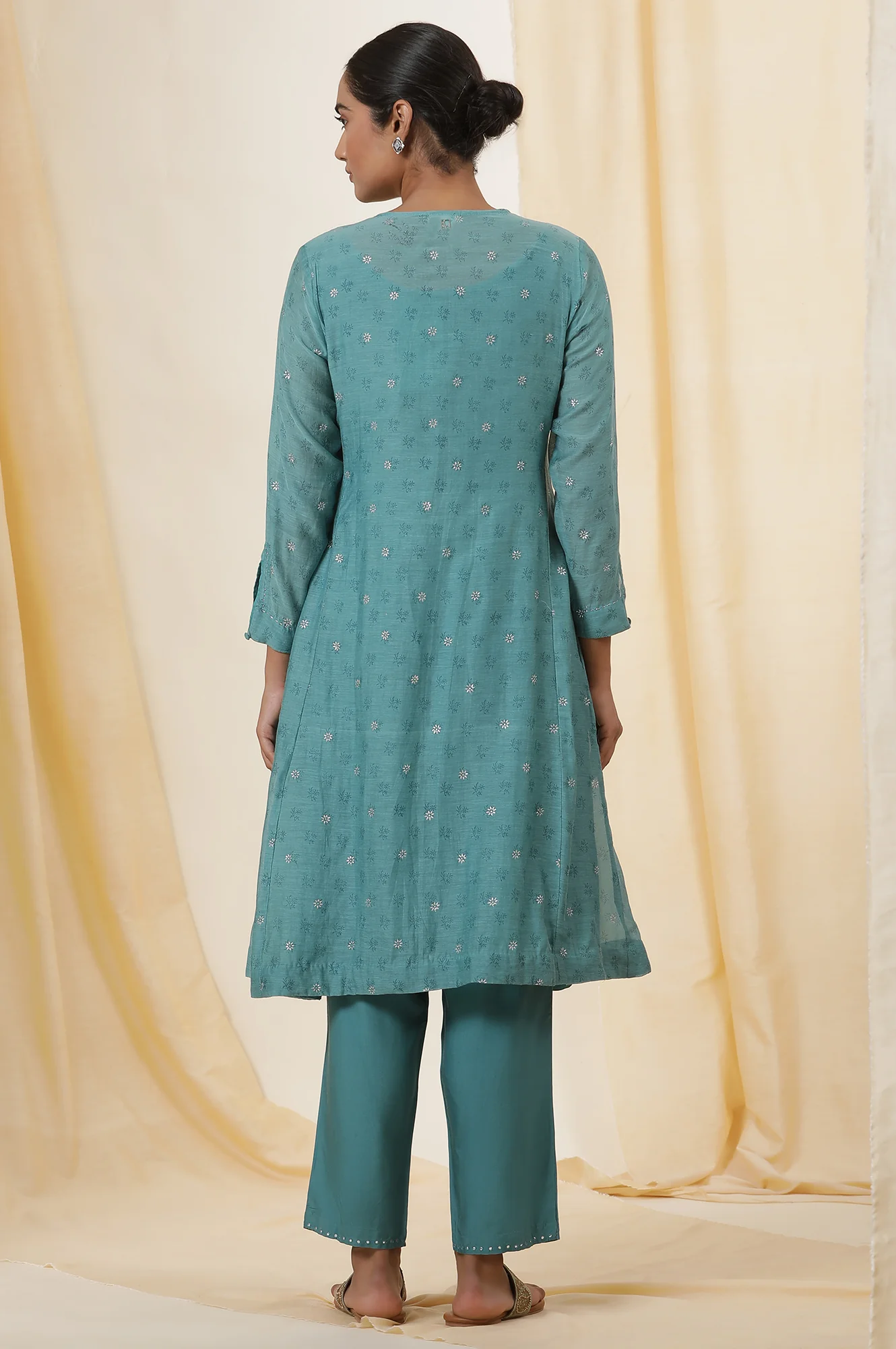 Blue Rogan Block Printed Kurta And Pants Set - Image 4