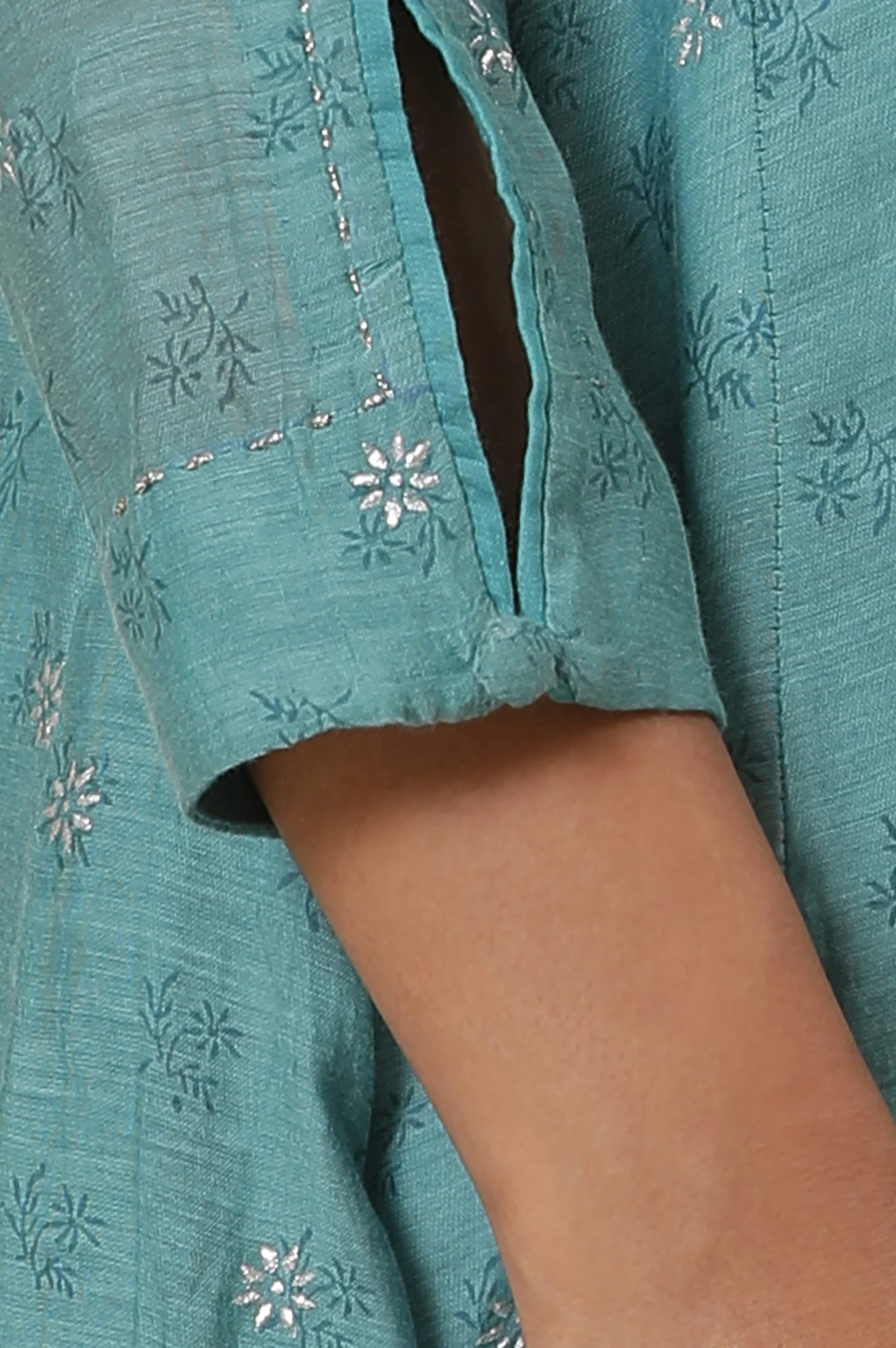 Blue Rogan Block Printed Kurta And Pants Set - Image 7