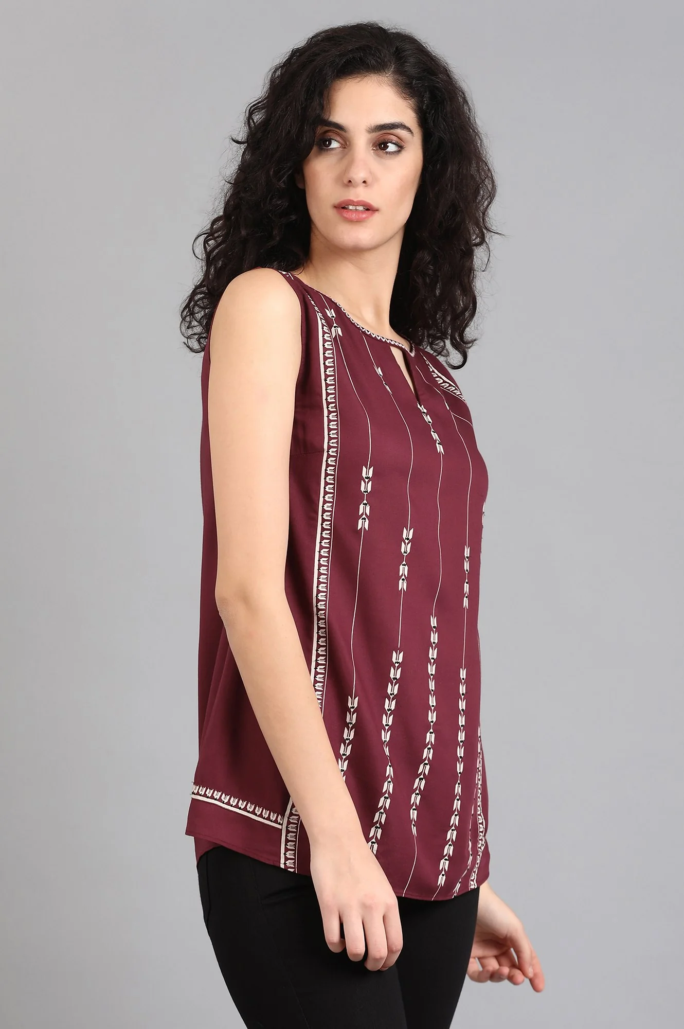 Blue Round Neck Tie-up Top - Image 4