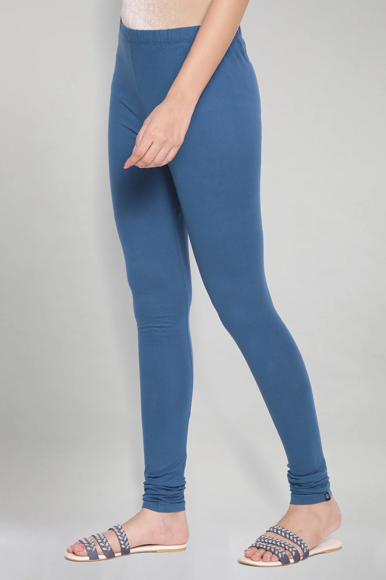 Elleven Women's Blue Solid Knitted Women Churidar - Image 3