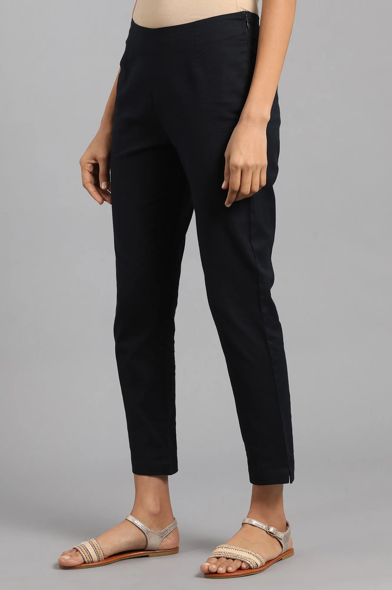 Blue Solid Trousers - Image 4