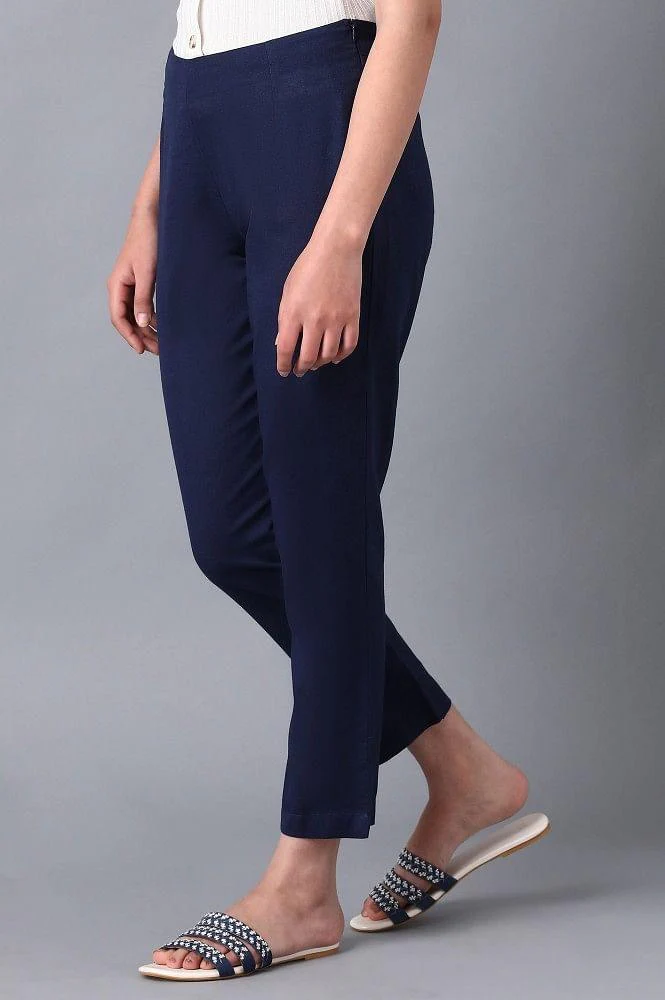Blue Solid Trousers - Image 3