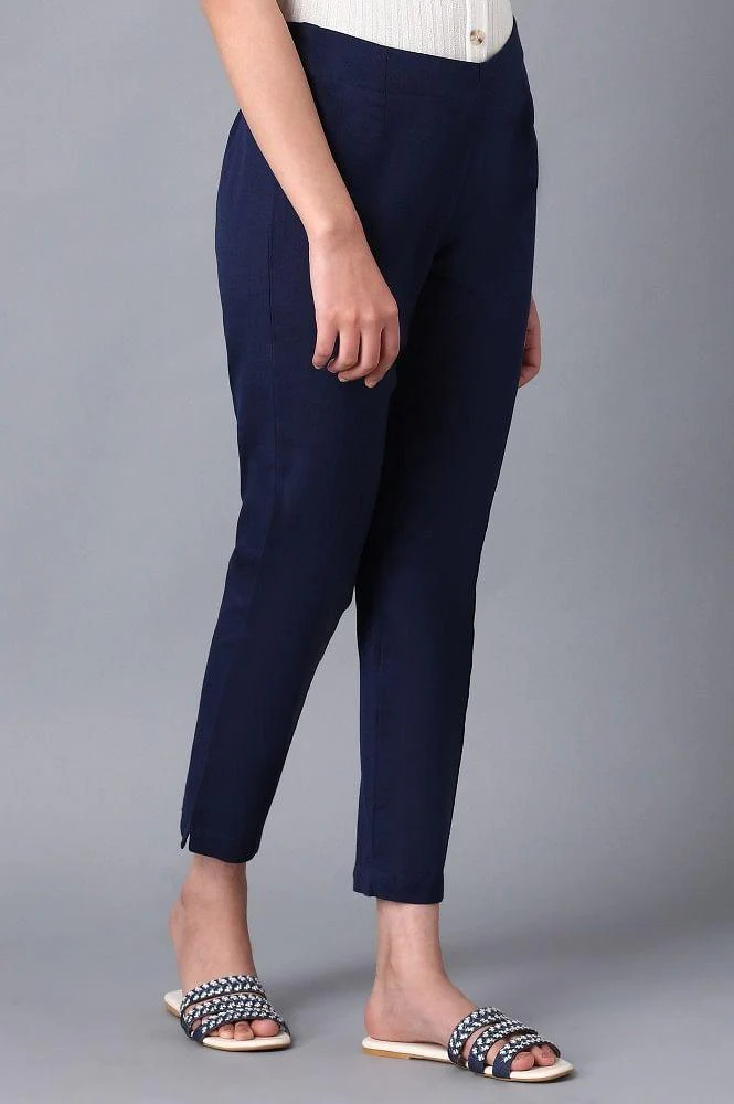 Blue Solid Trousers - Image 4
