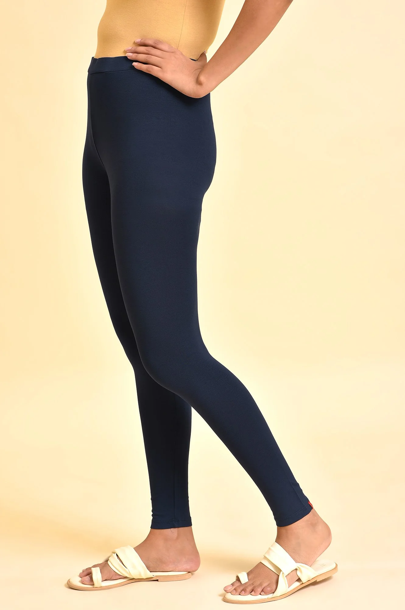 Blue Solid Viscose Lycra Tights - Image 3